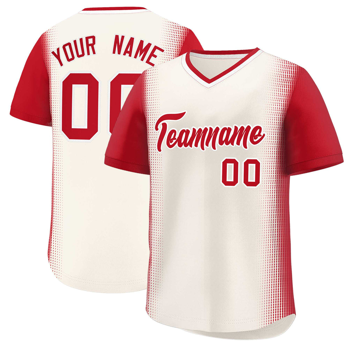 Custom Cream Red Personalized Raglan Sleeves Authentic Baseball Jersey | KXKSHOP