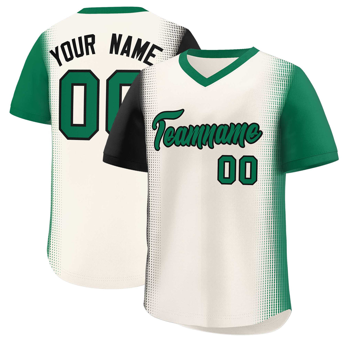Custom Cream Black-Kelly Green Personalized Raglan Sleeves Authentic Baseball Jersey | KXKSHOP