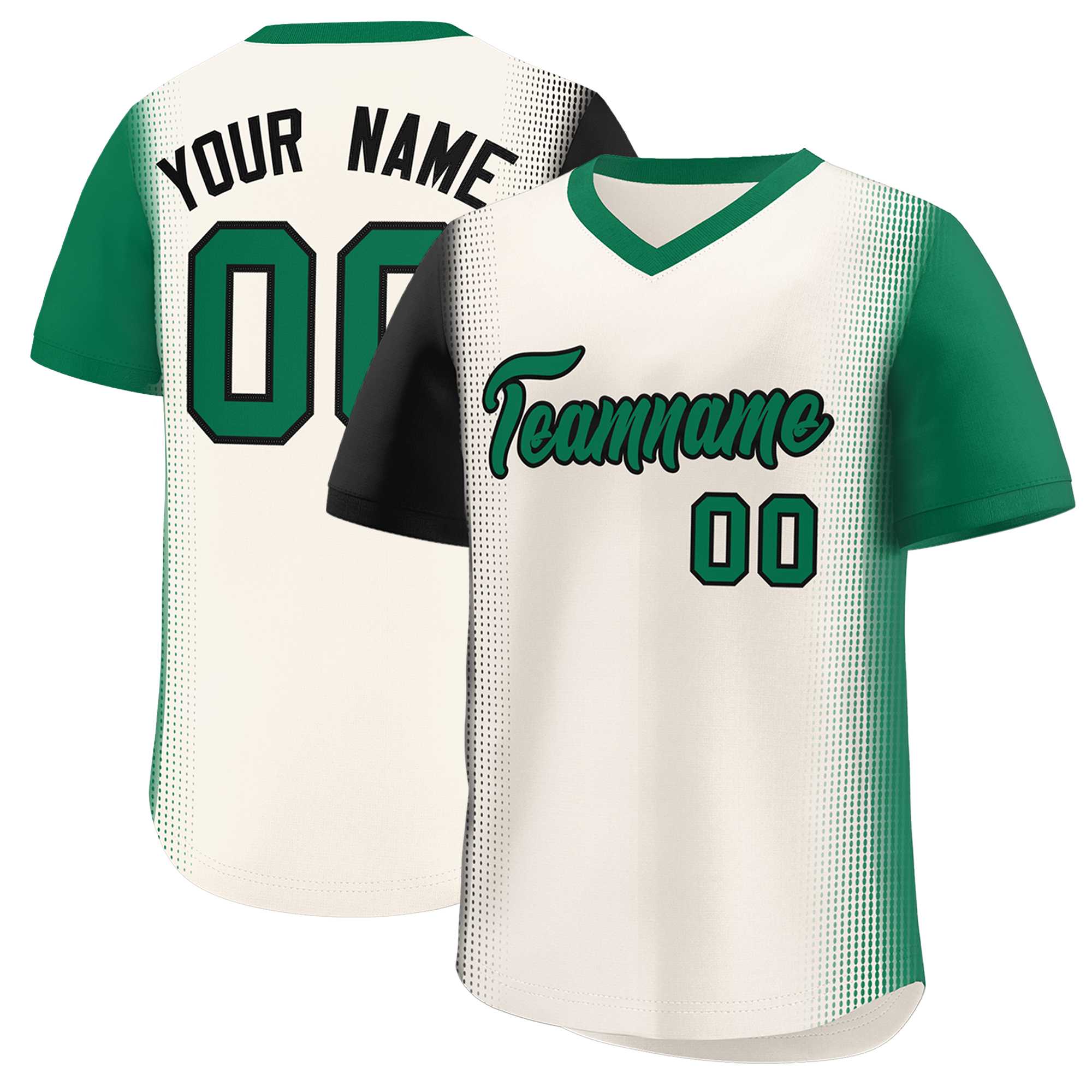 Custom Cream Black-Kelly Green Personalized Raglan Sleeves Authentic Baseball Jersey | KXKSHOP