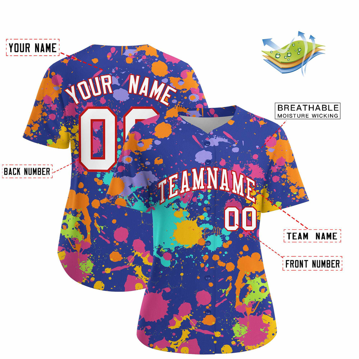 Custom Royal Graffiti Fashion Baseball Jersey For Women| KXKSHOP
