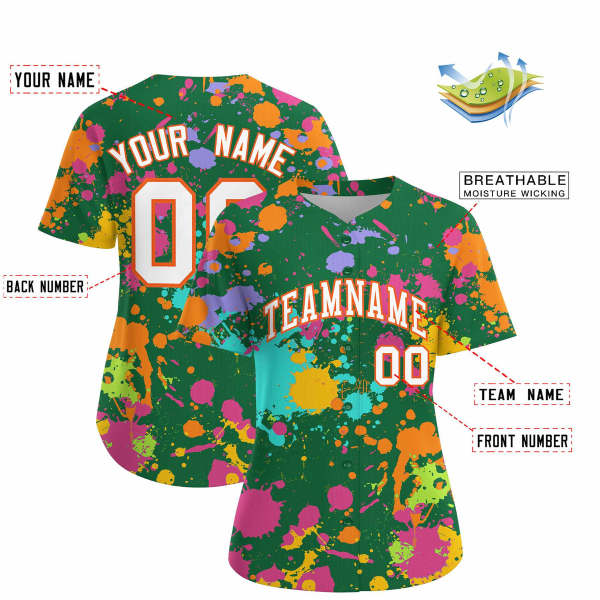 Custom Kelly Green Graffiti Fashion Baseball Jersey For Women| KXKSHOP