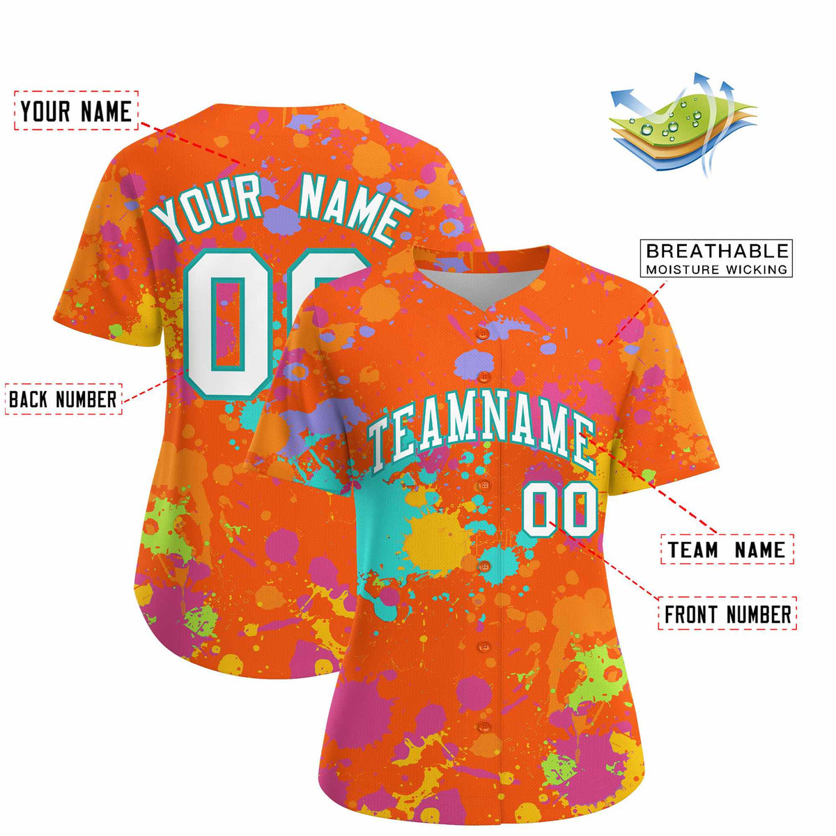 Custom Orange Graffiti Fashion Baseball Jersey For Women| KXKSHOP