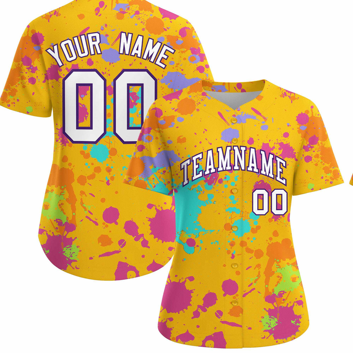 Custom Yellow Graffiti Fashion Baseball Jersey For Women| KXKSHOP