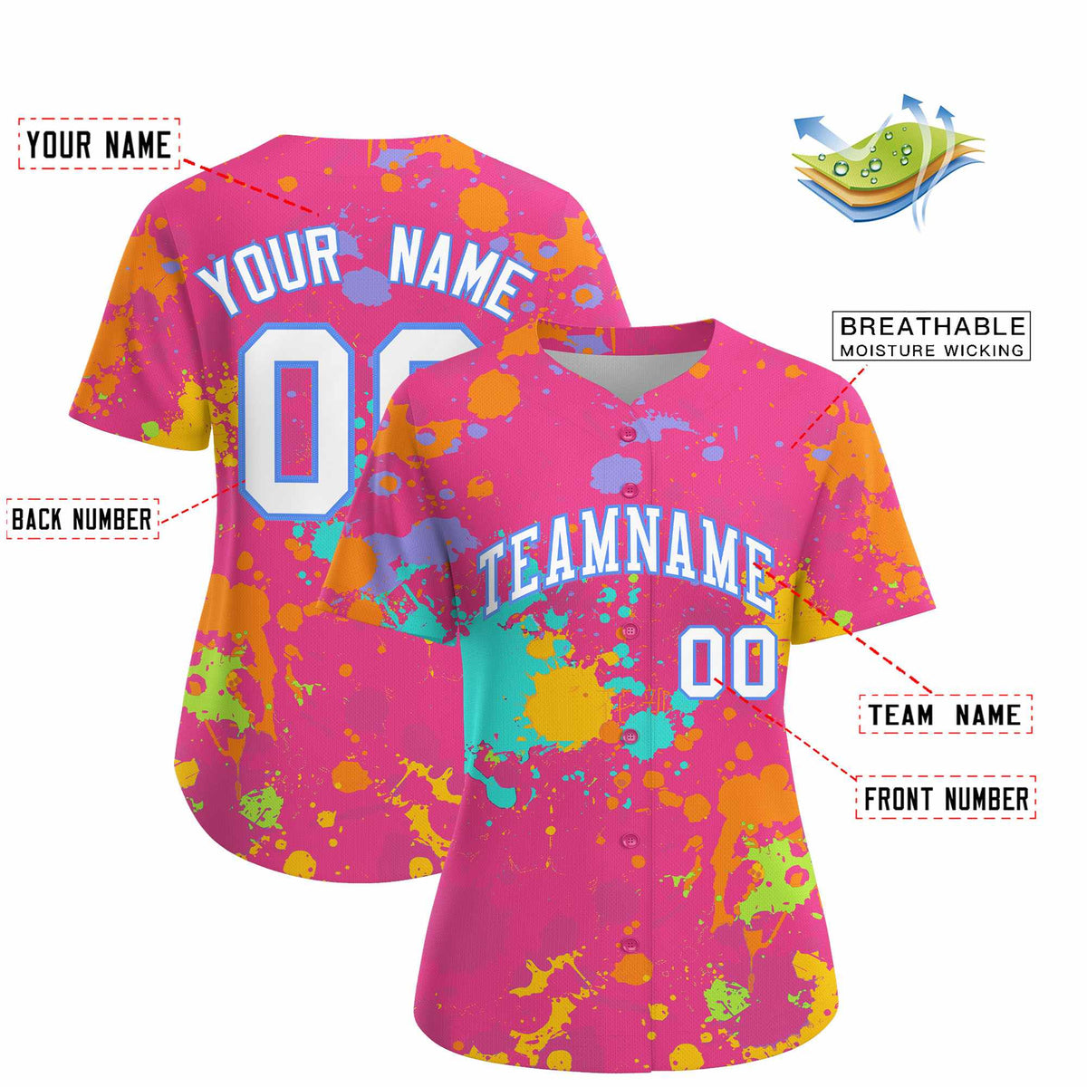 Custom Pink Graffiti Fashion Baseball Jersey For Women| KXKSHOP