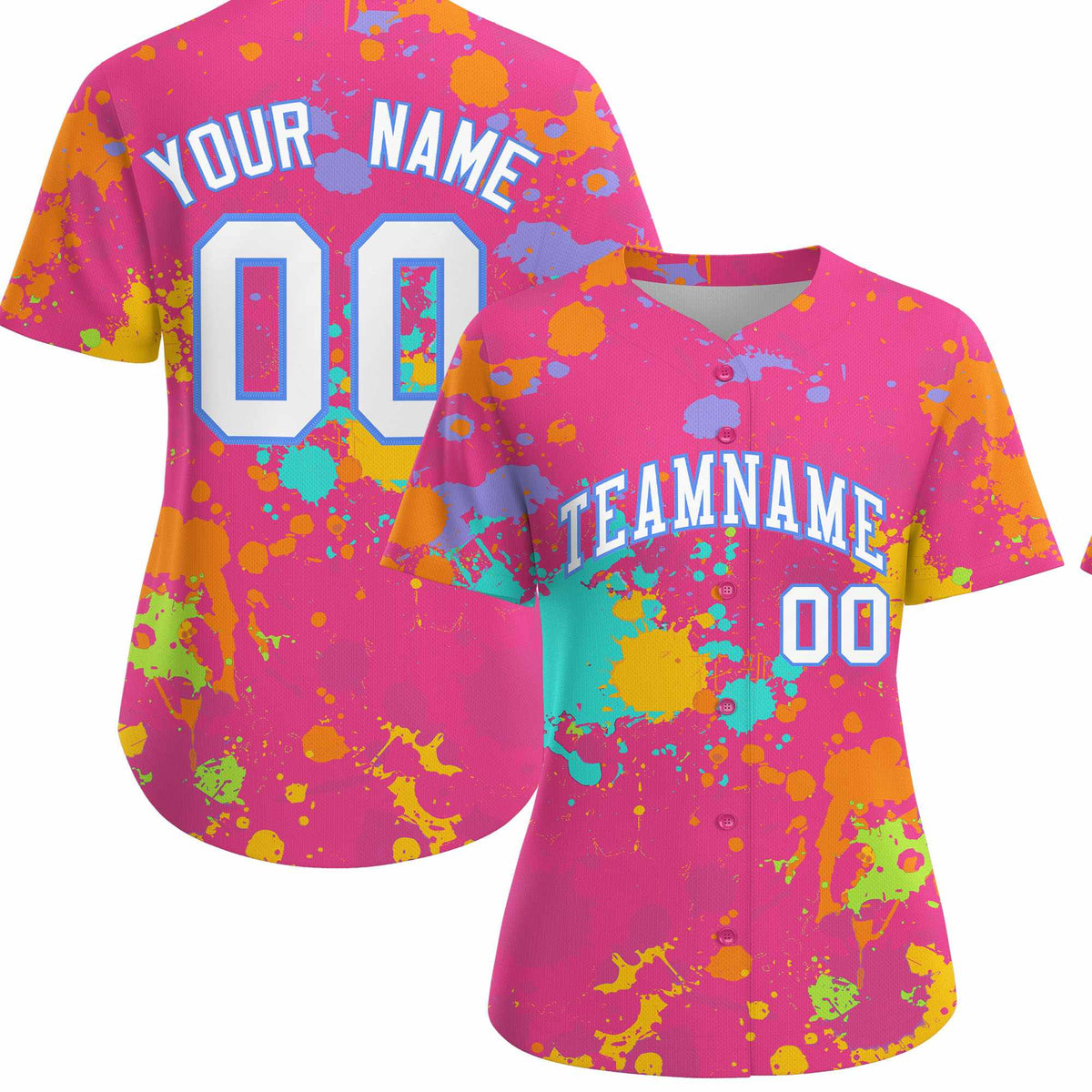 Custom Pink Graffiti Fashion Baseball Jersey For Women| KXKSHOP