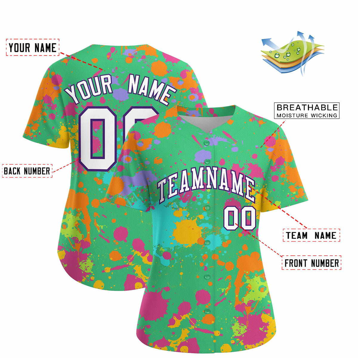 Custom Green Graffiti Fashion Baseball Jersey For Women| KXKSHOP