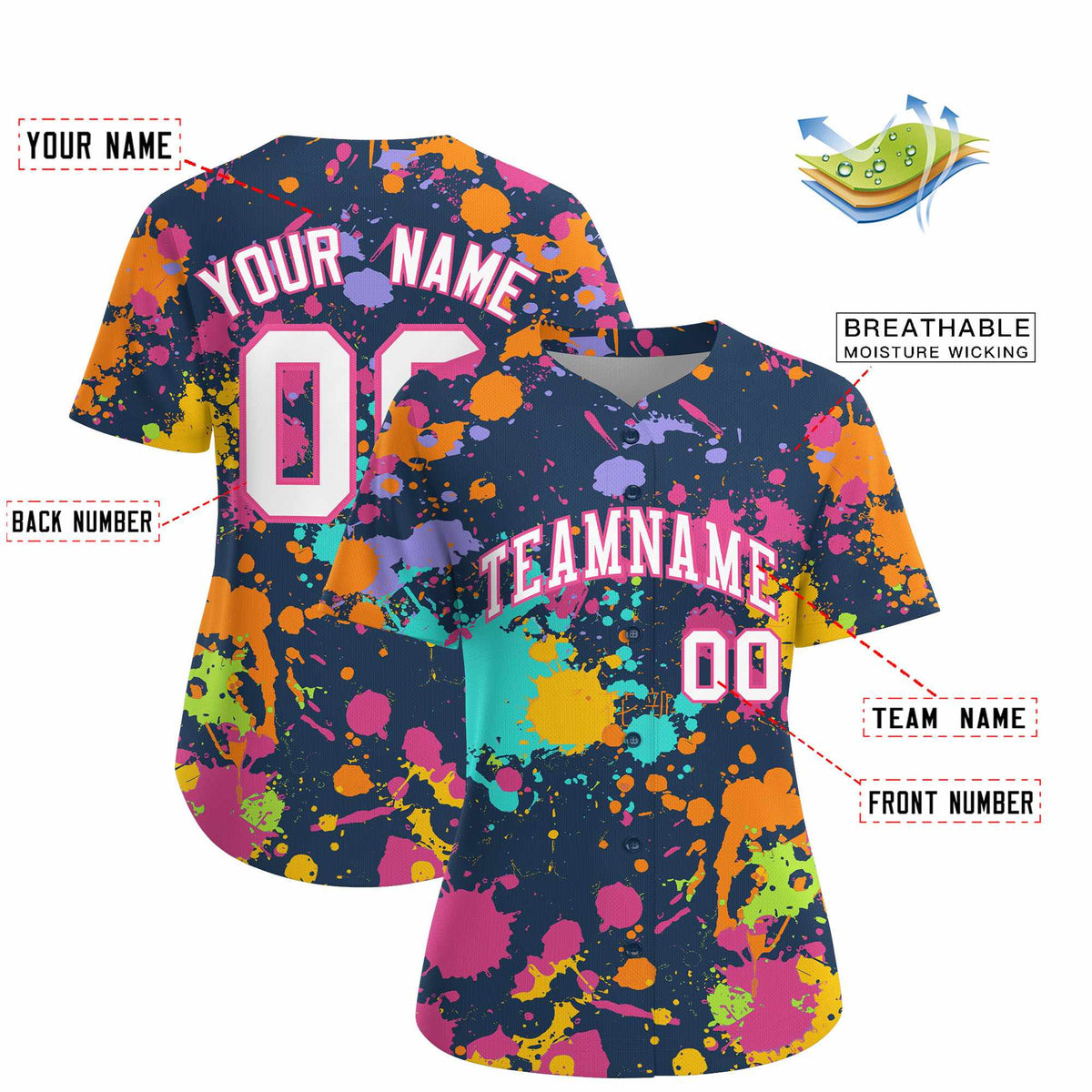 Custom Midnight Blue Graffiti Fashion Baseball Jersey For Women| KXKSHOP