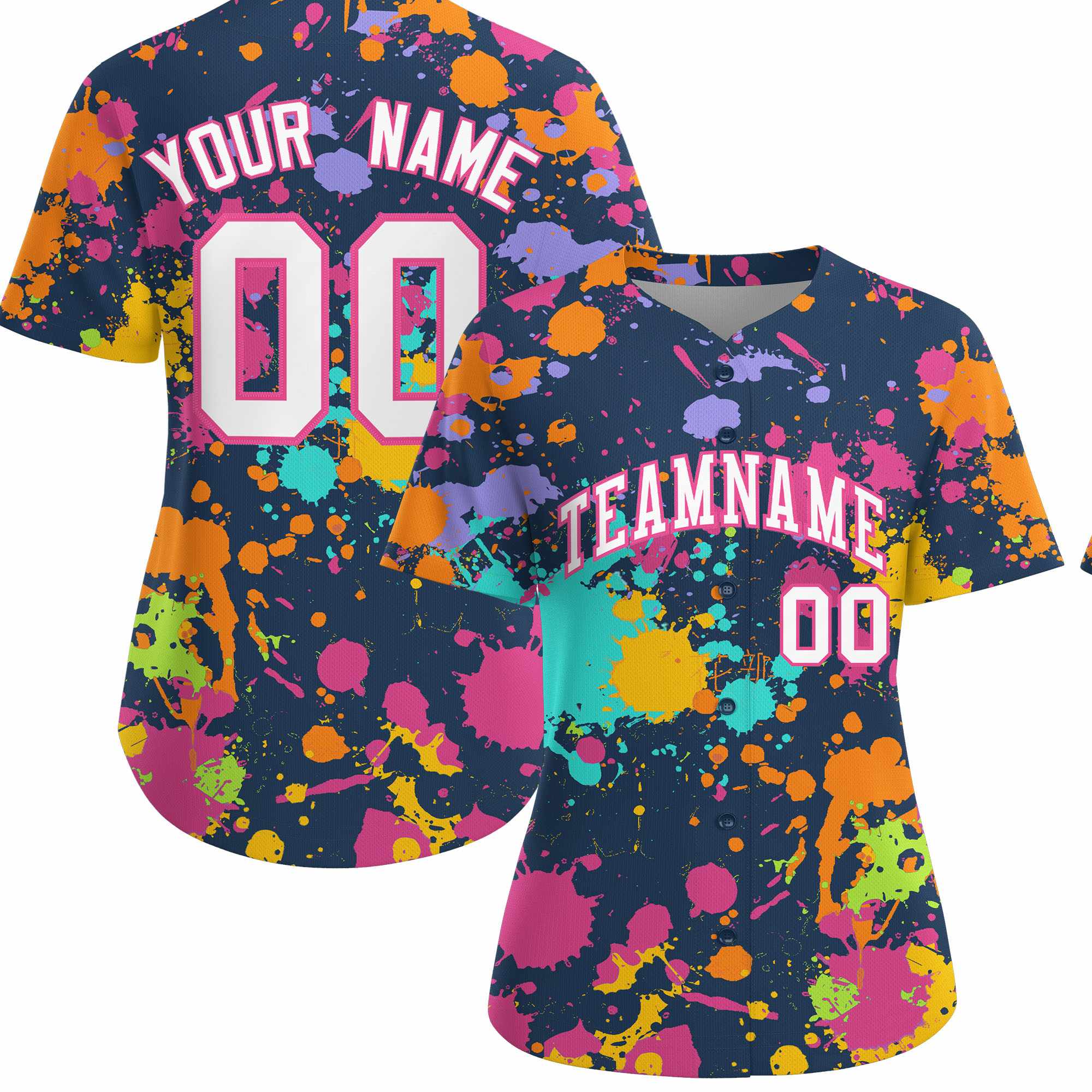 Custom Midnight Blue Graffiti Fashion Baseball Jersey For Women| KXKSHOP