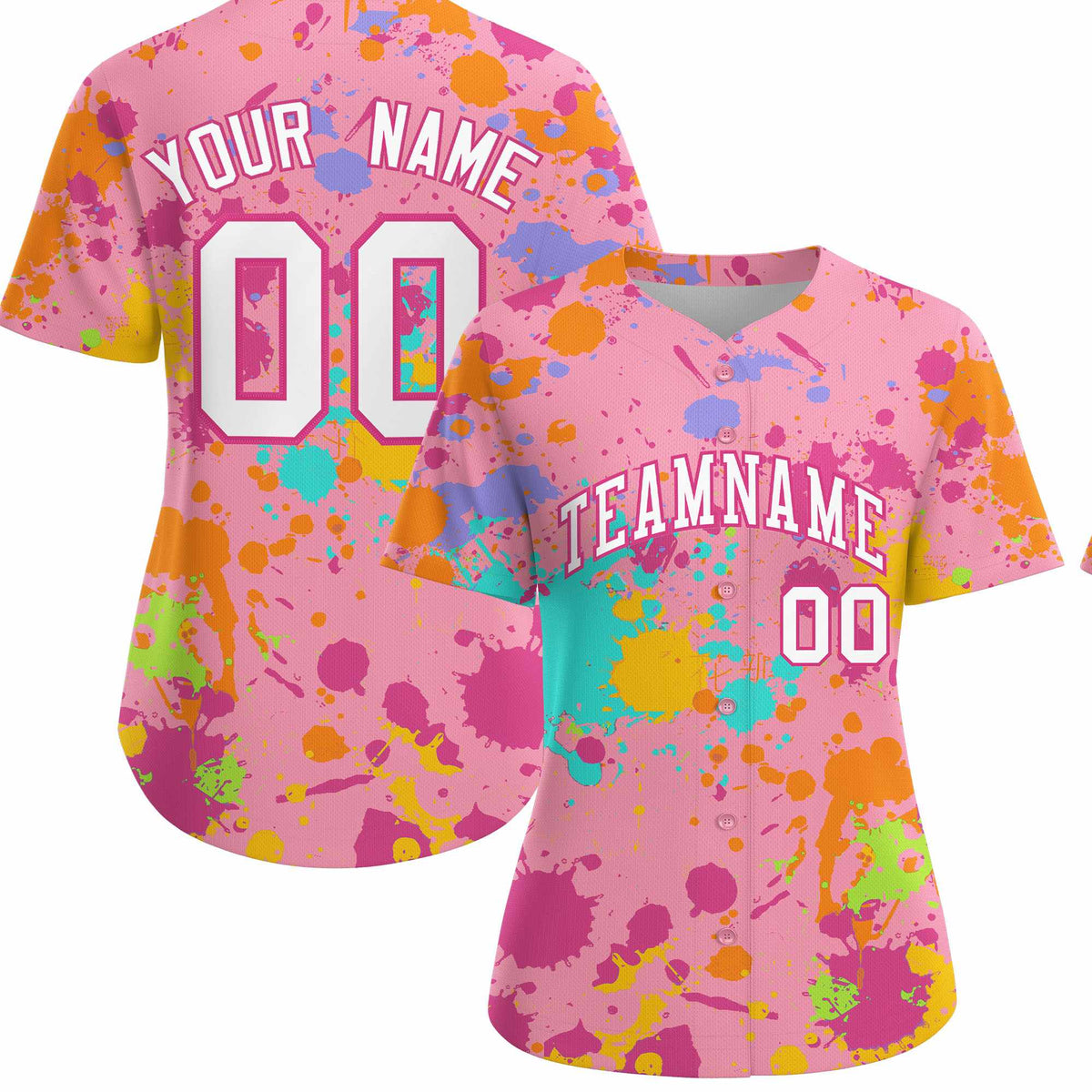 Custom Light Pink Graffiti Fashion Baseball Jersey For Women| KXKSHOP