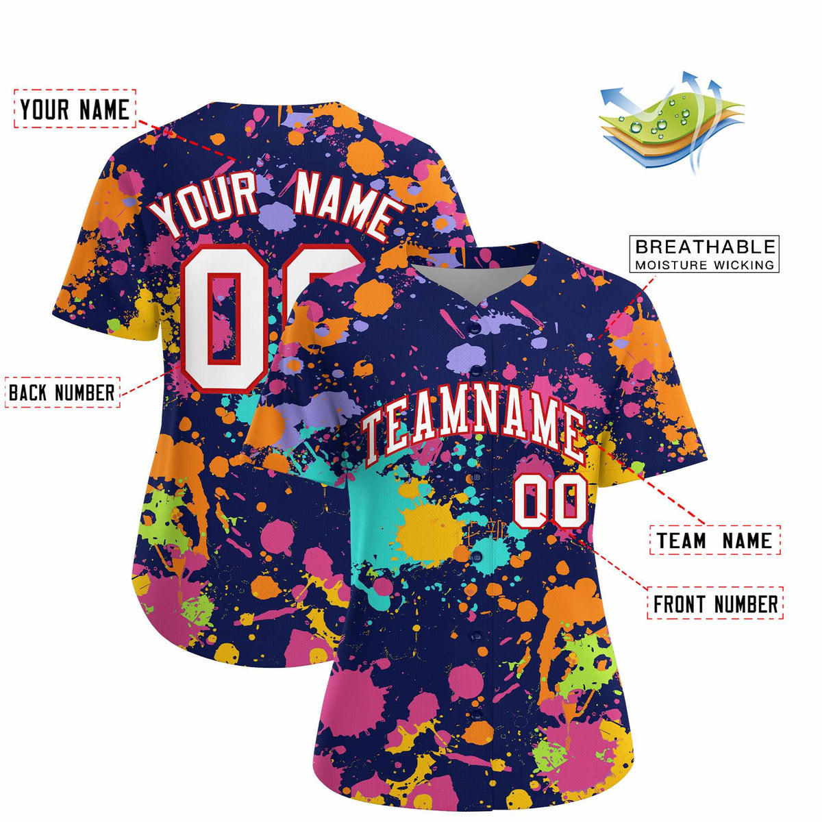 Custom Navy Graffiti Fashion Baseball Jersey For Women| KXKSHOP