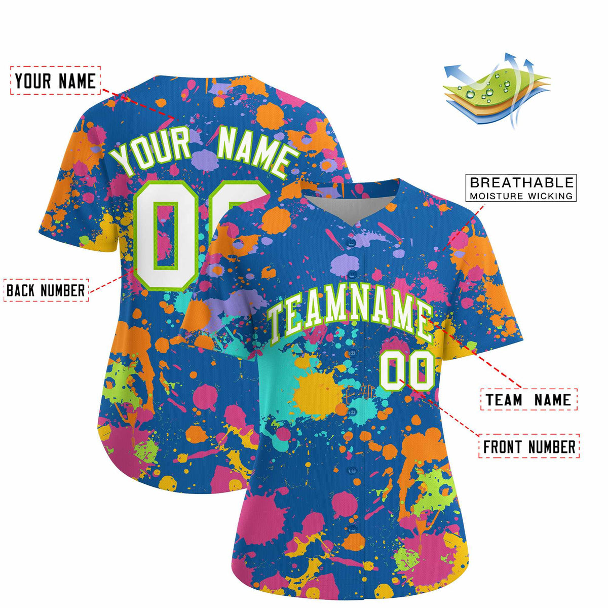 Custom Royal Graffiti Fashion Baseball Jersey For Women| KXKSHOP