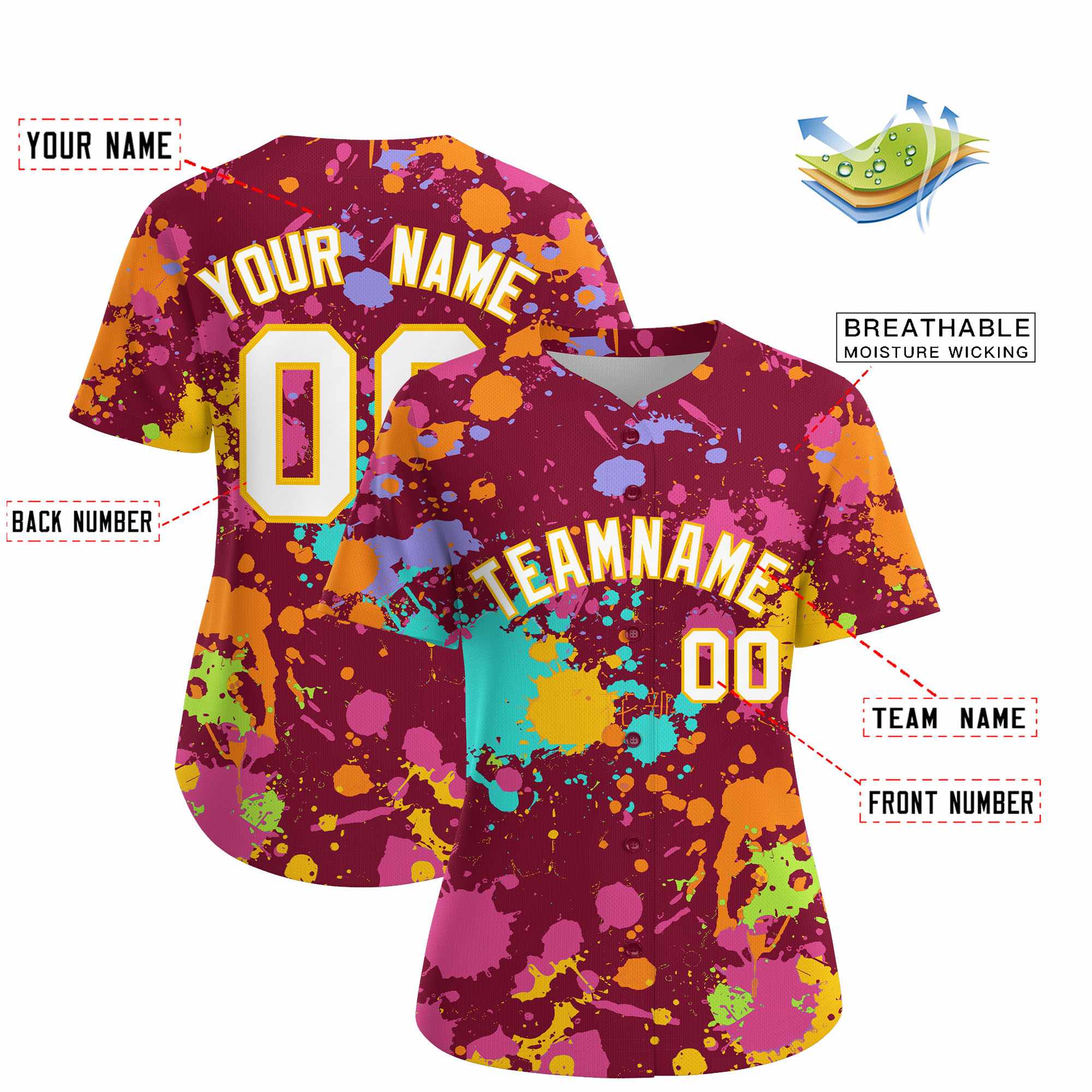 Custom Crimson Graffiti Fashion Baseball Jersey For Women| KXKSHOP