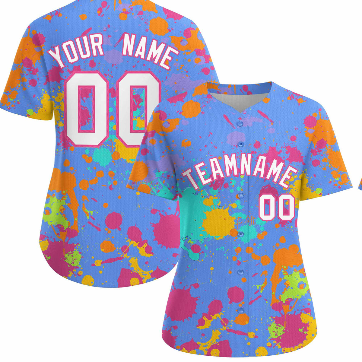 Custom Powder Blue Graffiti Fashion Baseball Jersey For Women| KXKSHOP