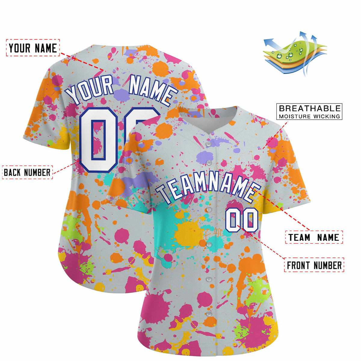 Custom Silver Graffiti Fashion Baseball Jersey For Women| KXKSHOP