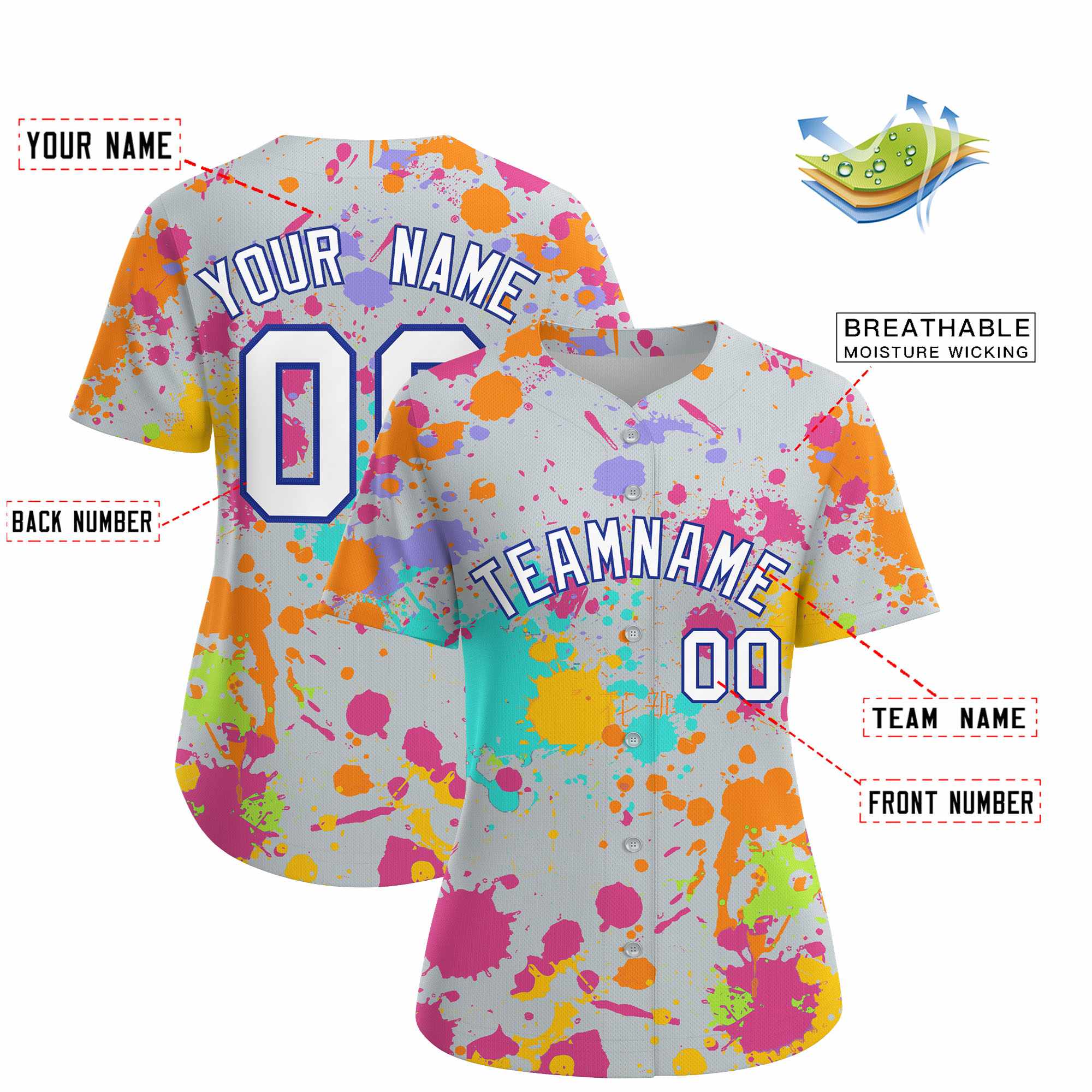 Custom Silver Graffiti Fashion Baseball Jersey For Women| KXKSHOP