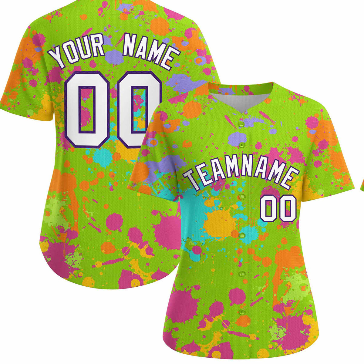 Custom Neon Green Graffiti Fashion Baseball Jersey For Women| KXKSHOP
