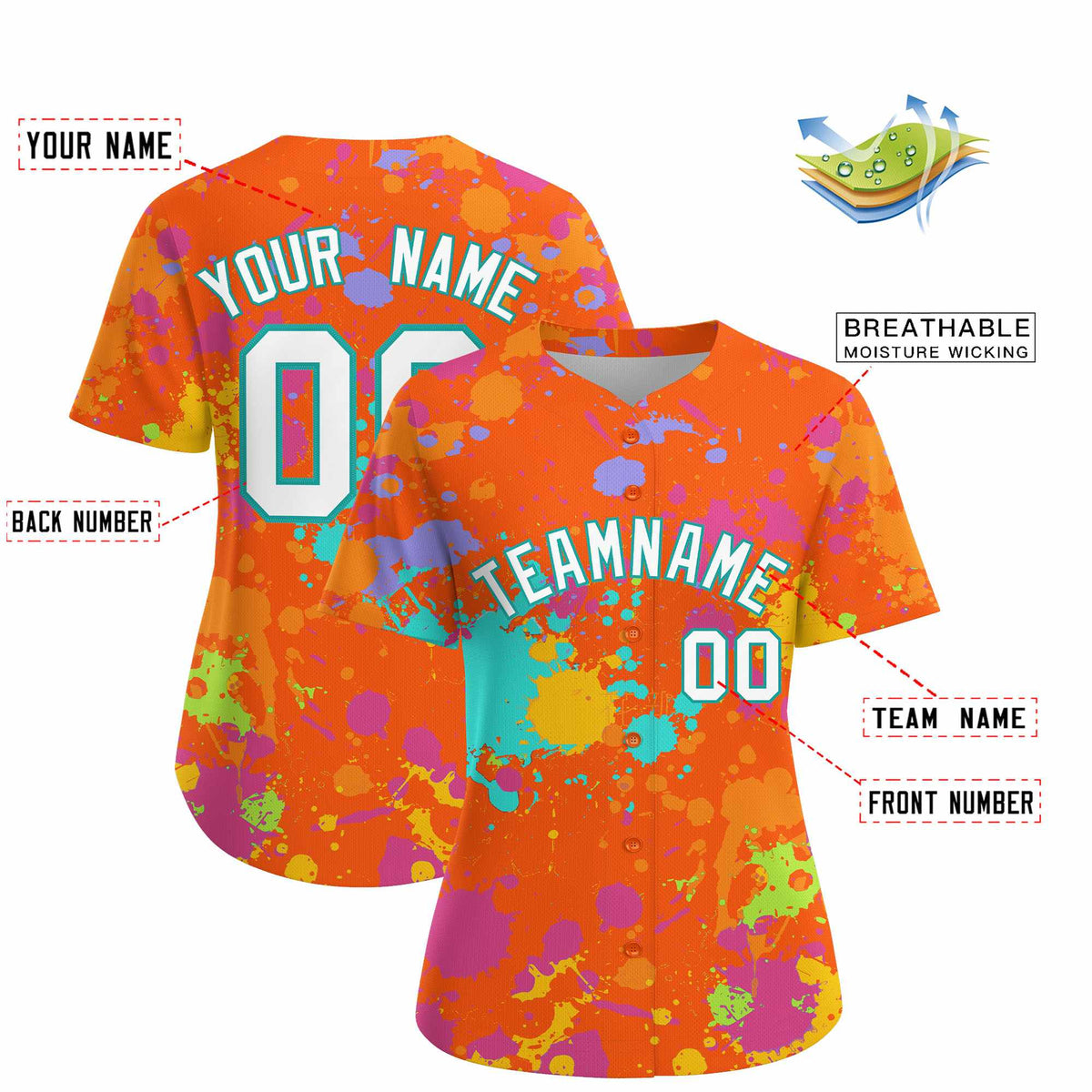 Custom Orange Graffiti Fashion Baseball Jersey For Women| KXKSHOP