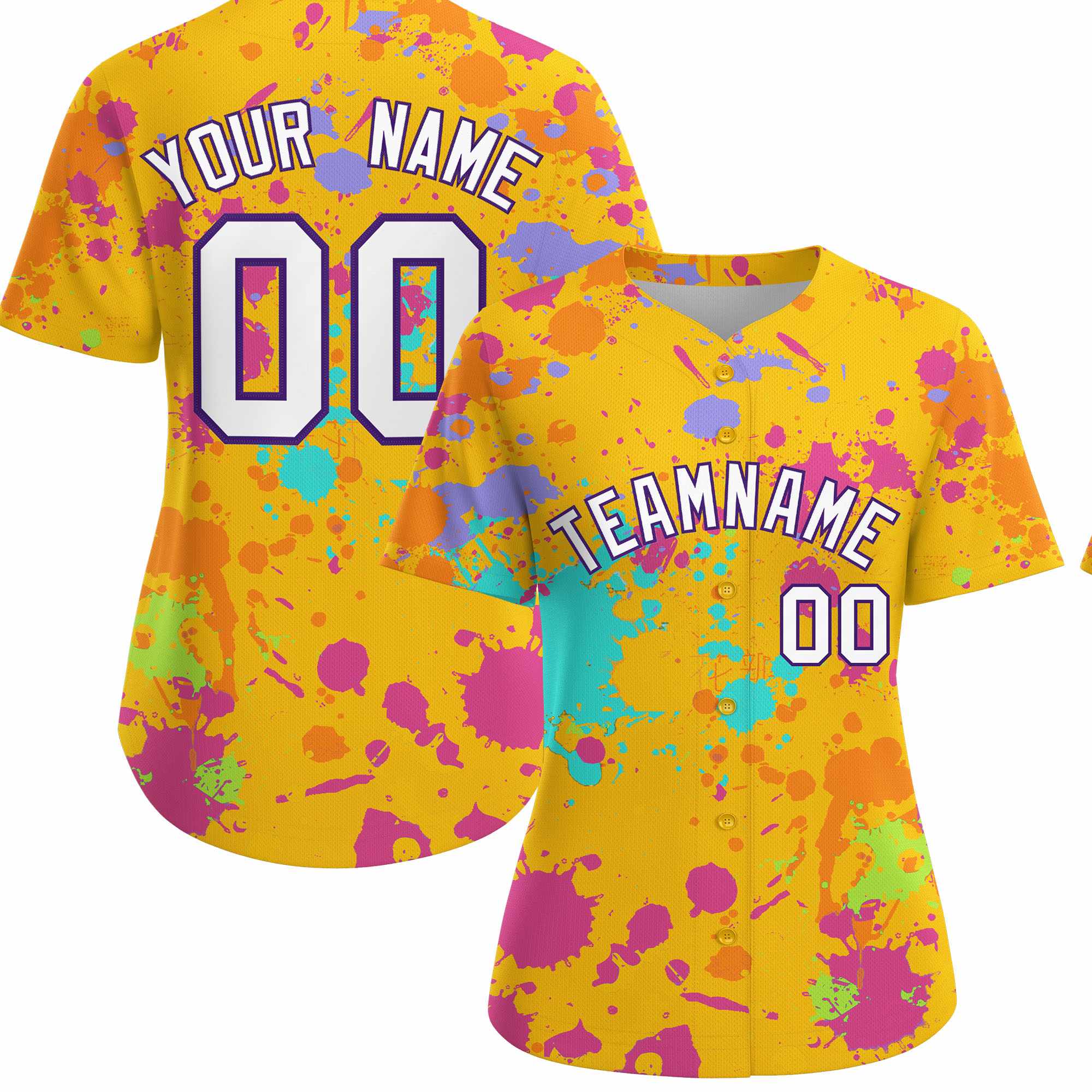 Custom Yellow Graffiti Fashion Baseball Jersey For Women| KXKSHOP
