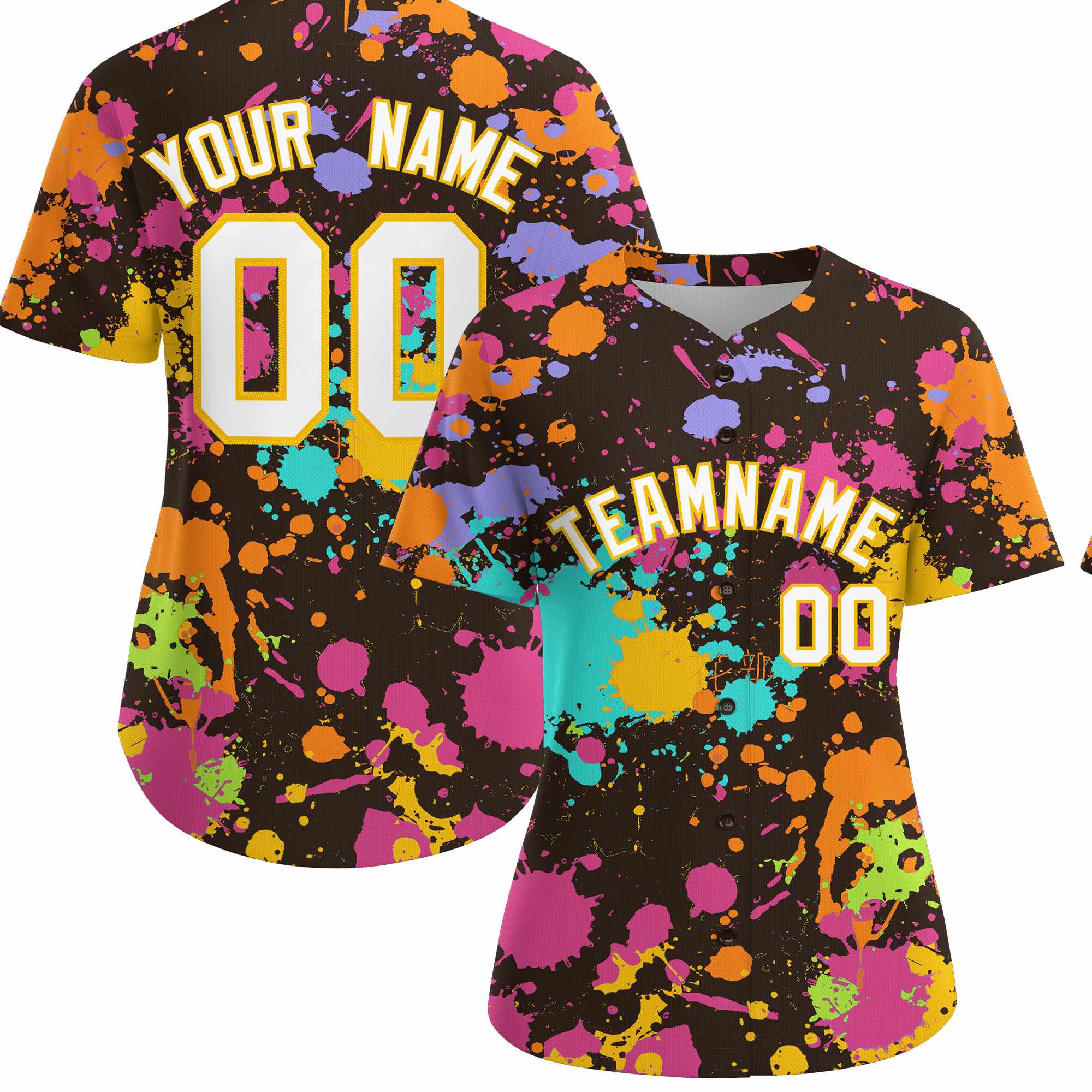 Custom Brown Graffiti Fashion Baseball Jersey For Women| KXKSHOP