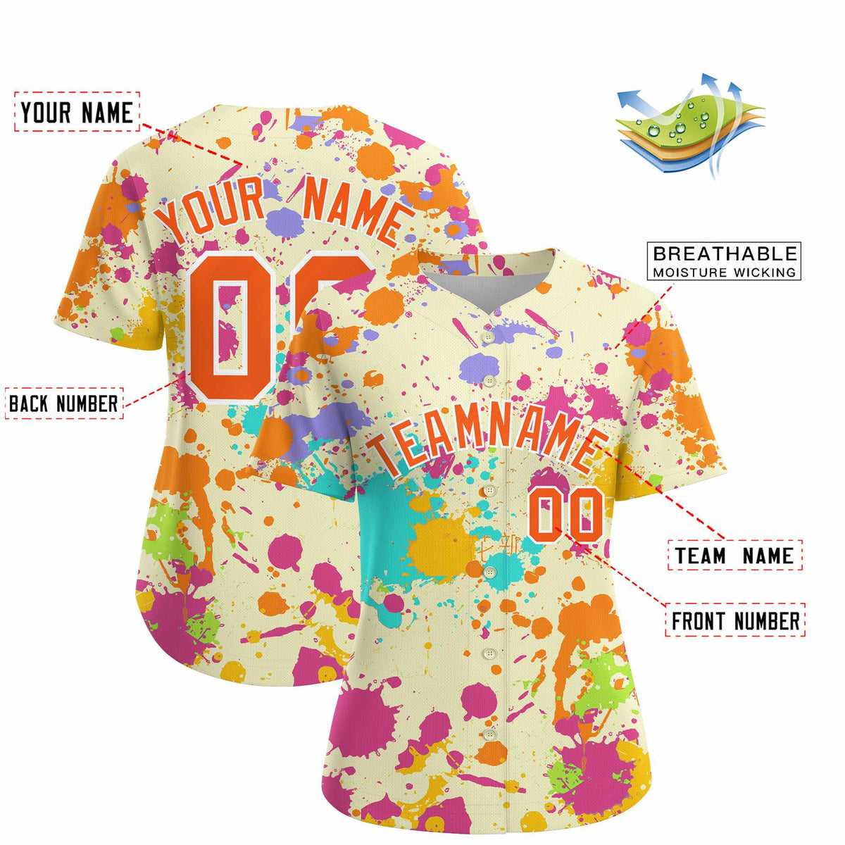 Custom Cream Graffiti Fashion Baseball Jersey For Women| KXKSHOP