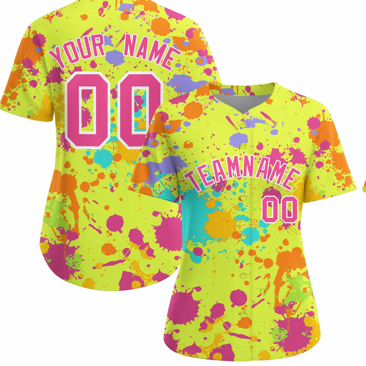 Custom Fluorescent Green Graffiti Fashion Baseball Jersey For Women| KXKSHOP