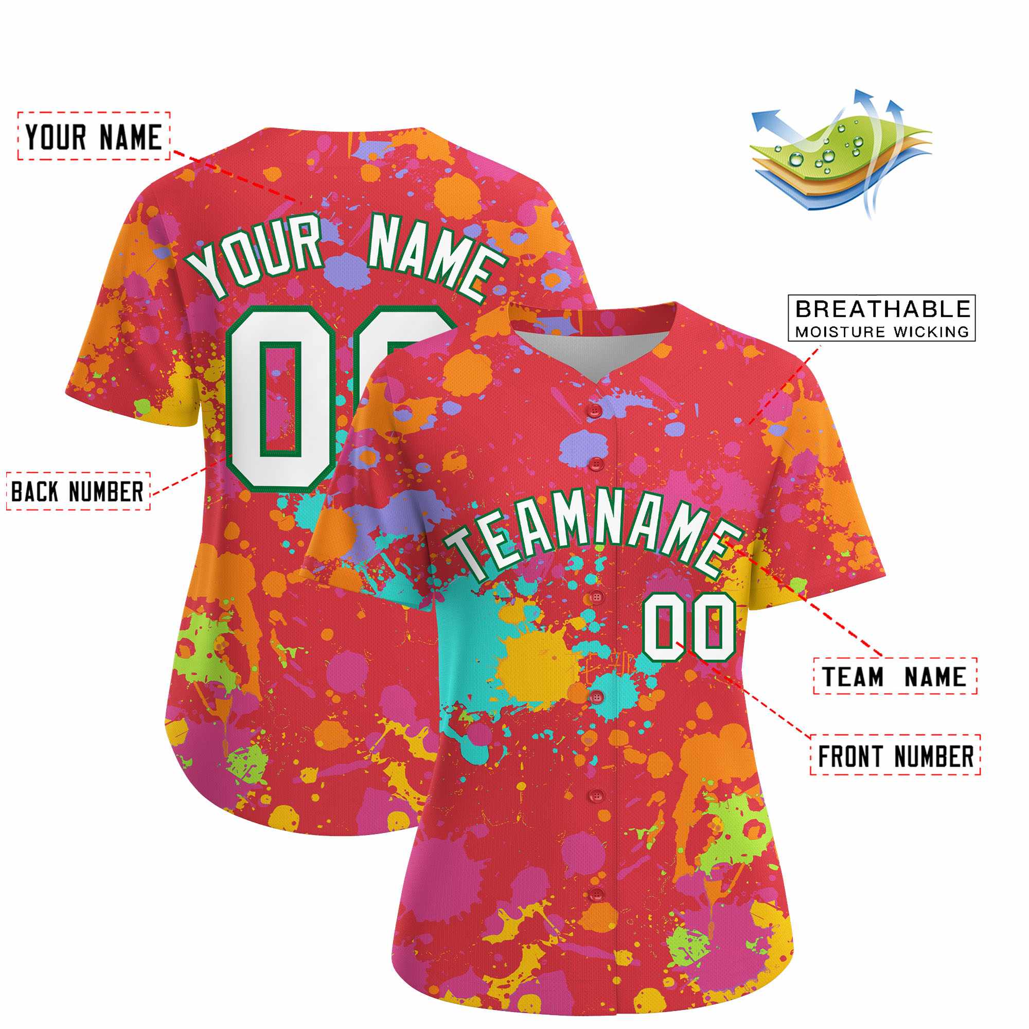 Custom Light Red Graffiti Fashion Baseball Jersey For Women| KXKSHOP