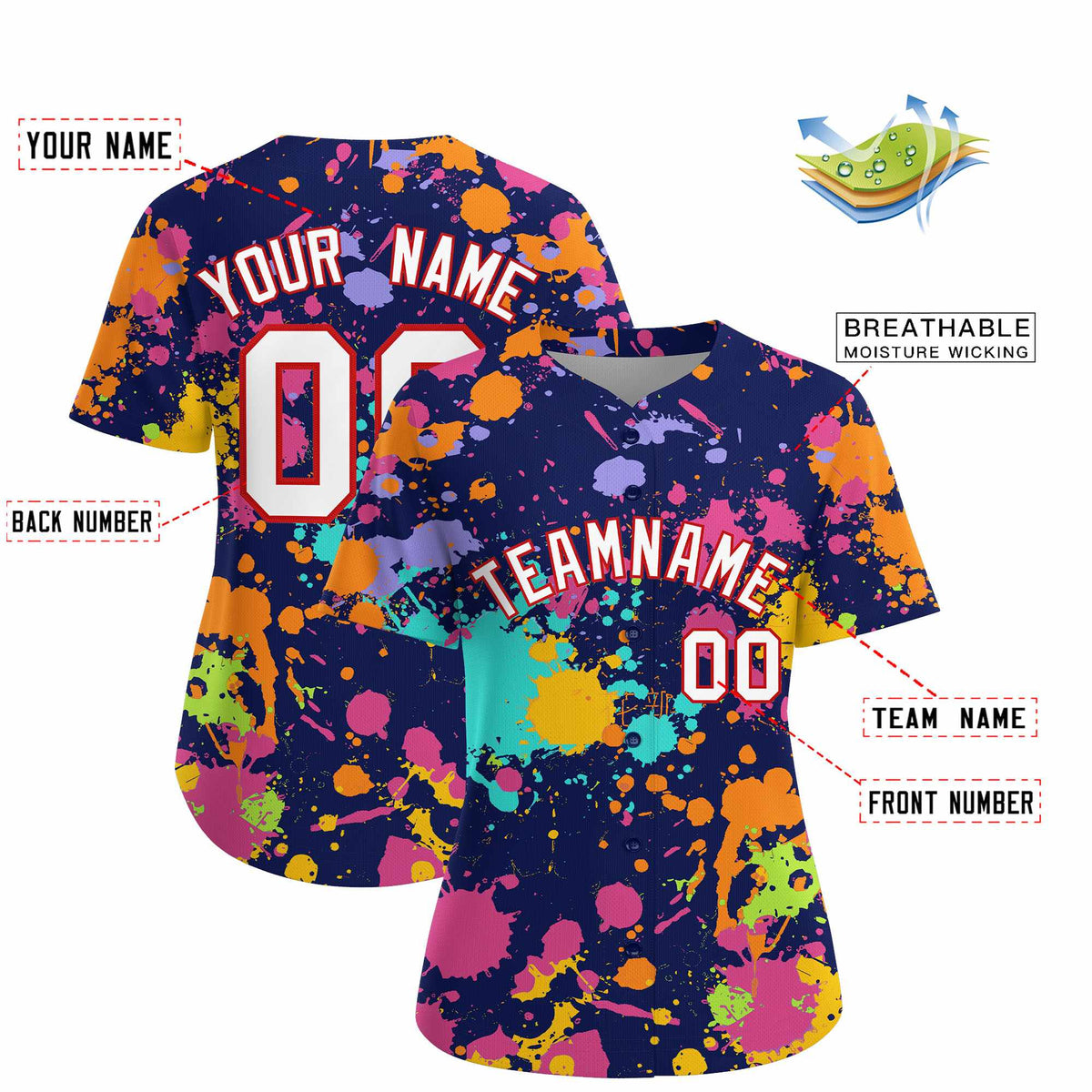 Custom Navy Graffiti Fashion Baseball Jersey For Women| KXKSHOP
