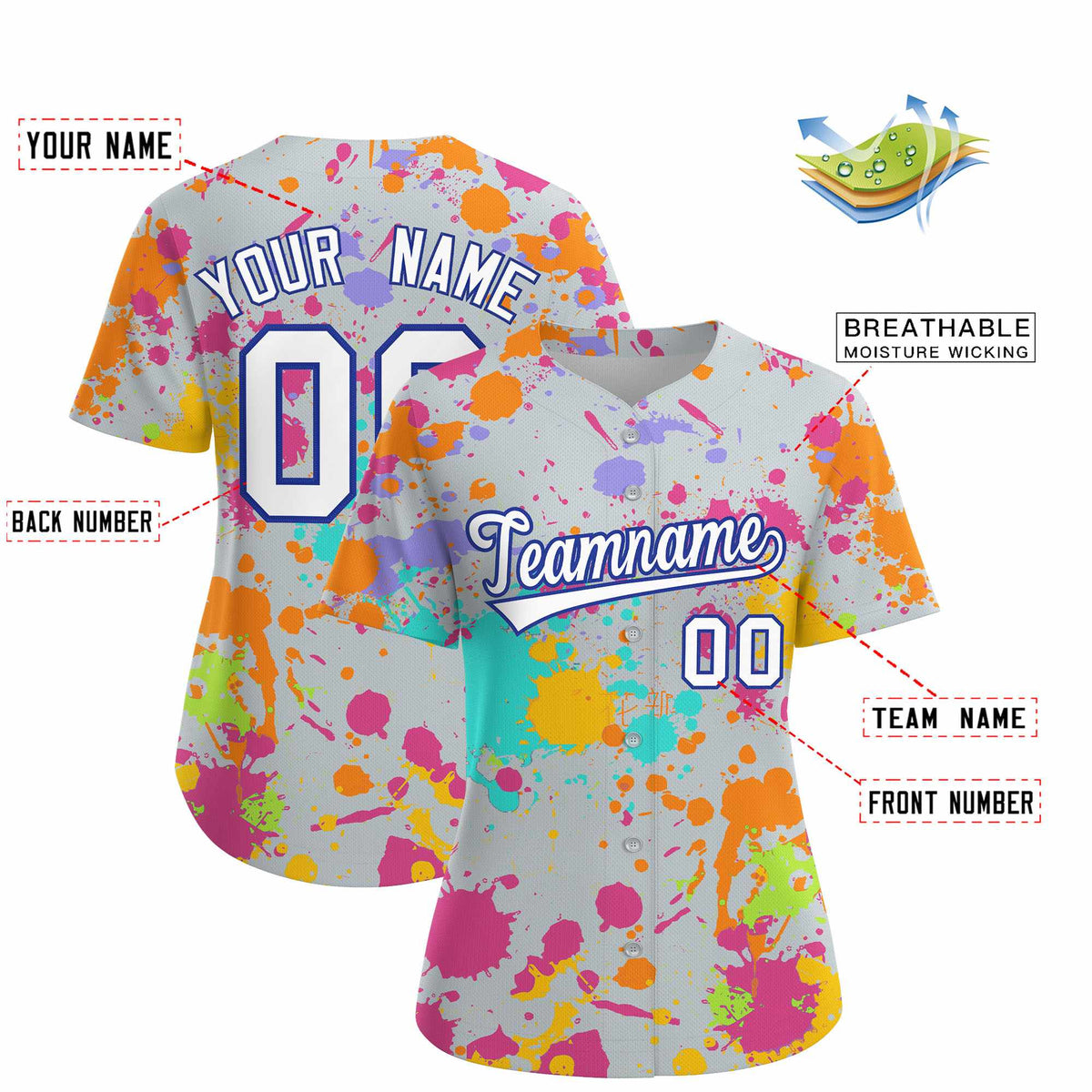 Custom Silver Graffiti Fashion Baseball Jersey For Women| KXKSHOP