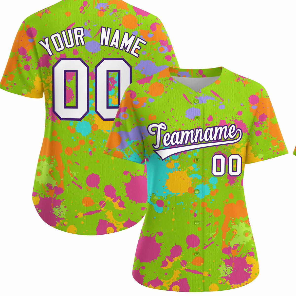 Custom Neon Green Graffiti Fashion Baseball Jersey For Women| KXKSHOP