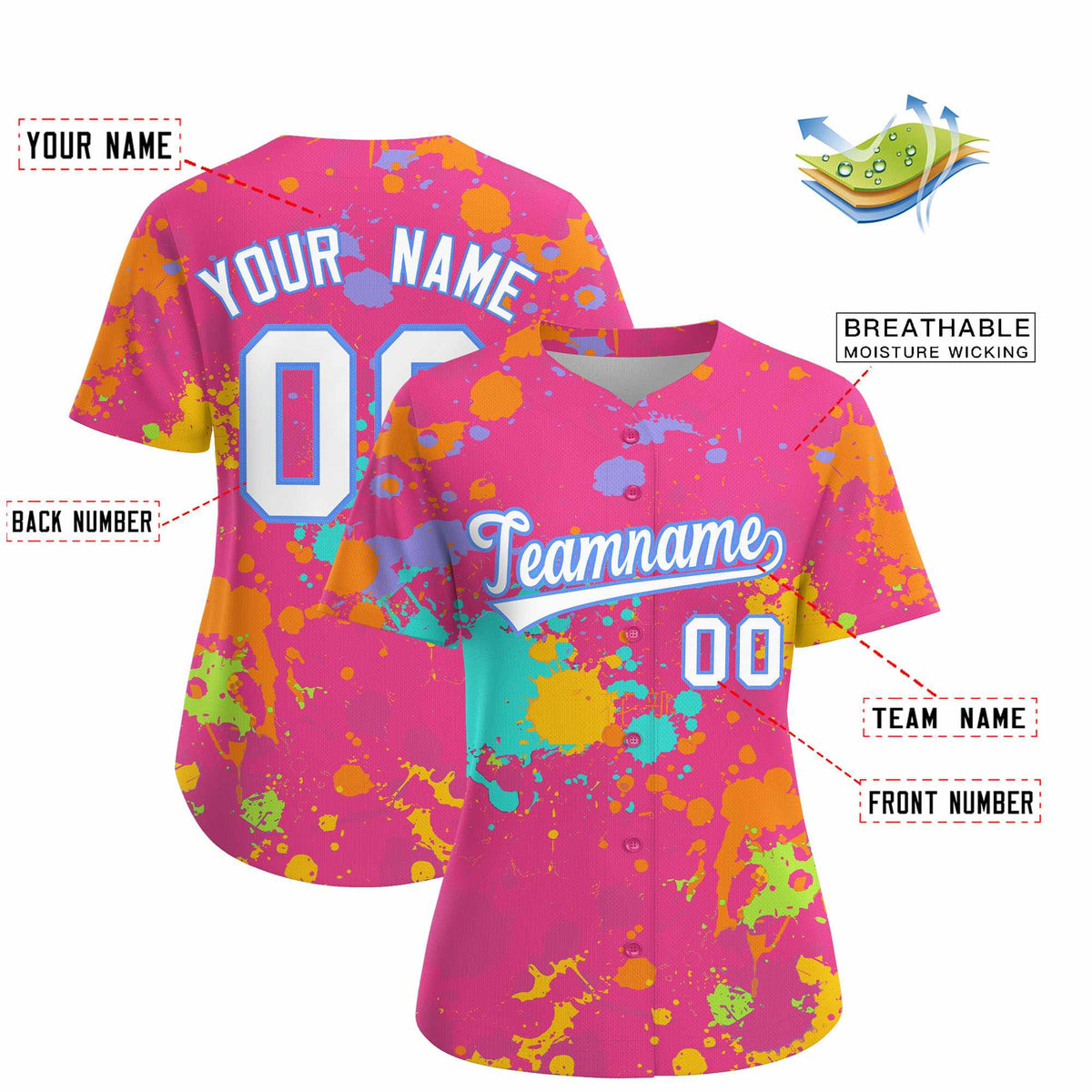 Custom Pink Graffiti Fashion Baseball Jersey For Women| KXKSHOP