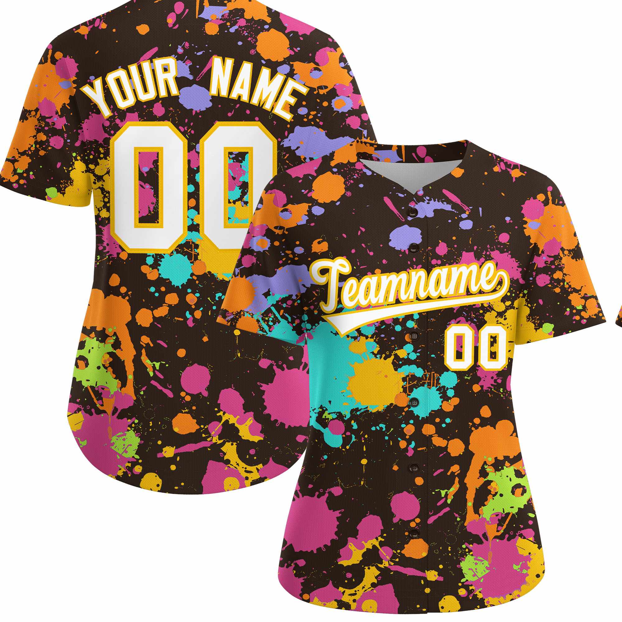 Custom Brown Graffiti Fashion Baseball Jersey For Women| KXKSHOP