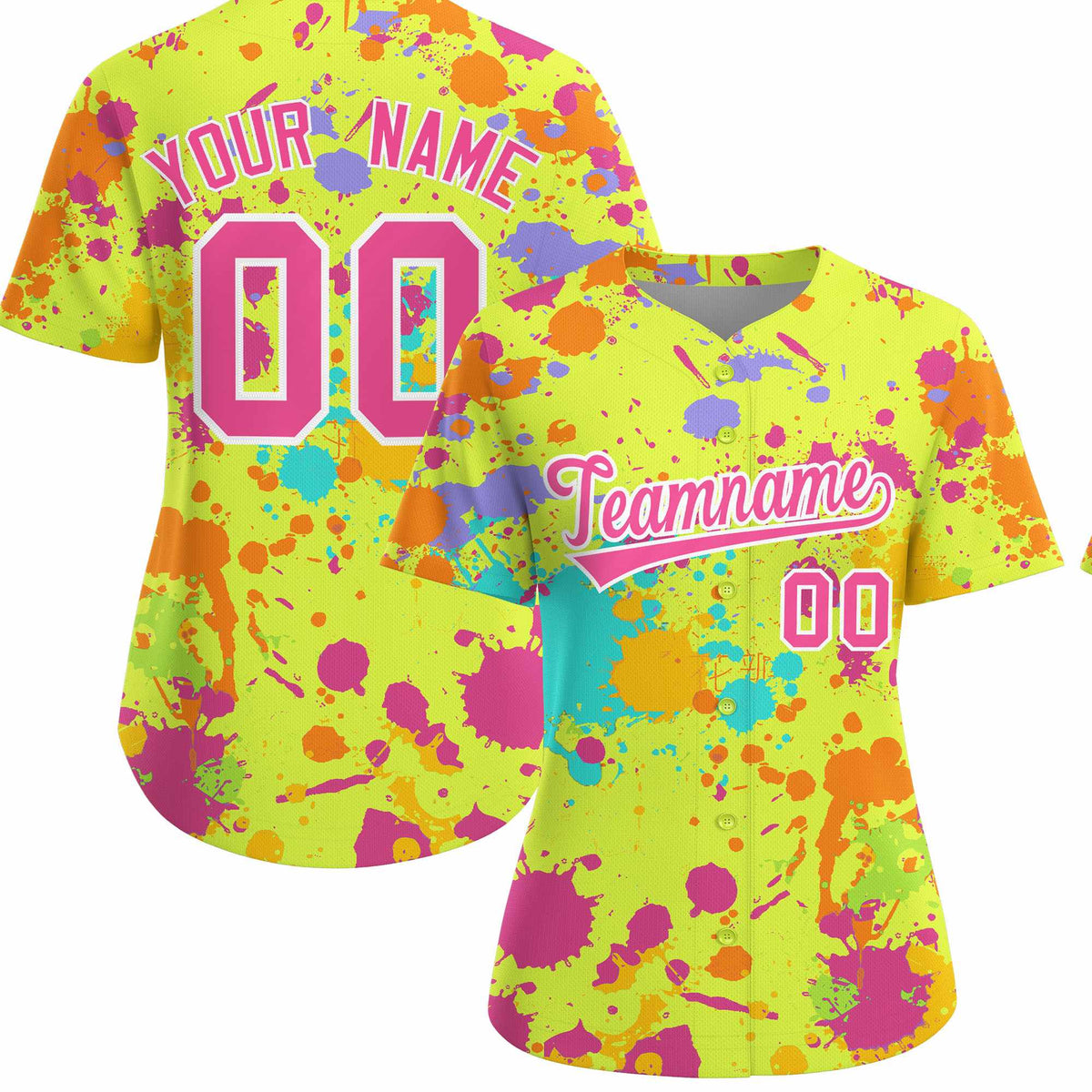 Custom Fluorescent Green Graffiti Fashion Baseball Jersey For Women| KXKSHOP