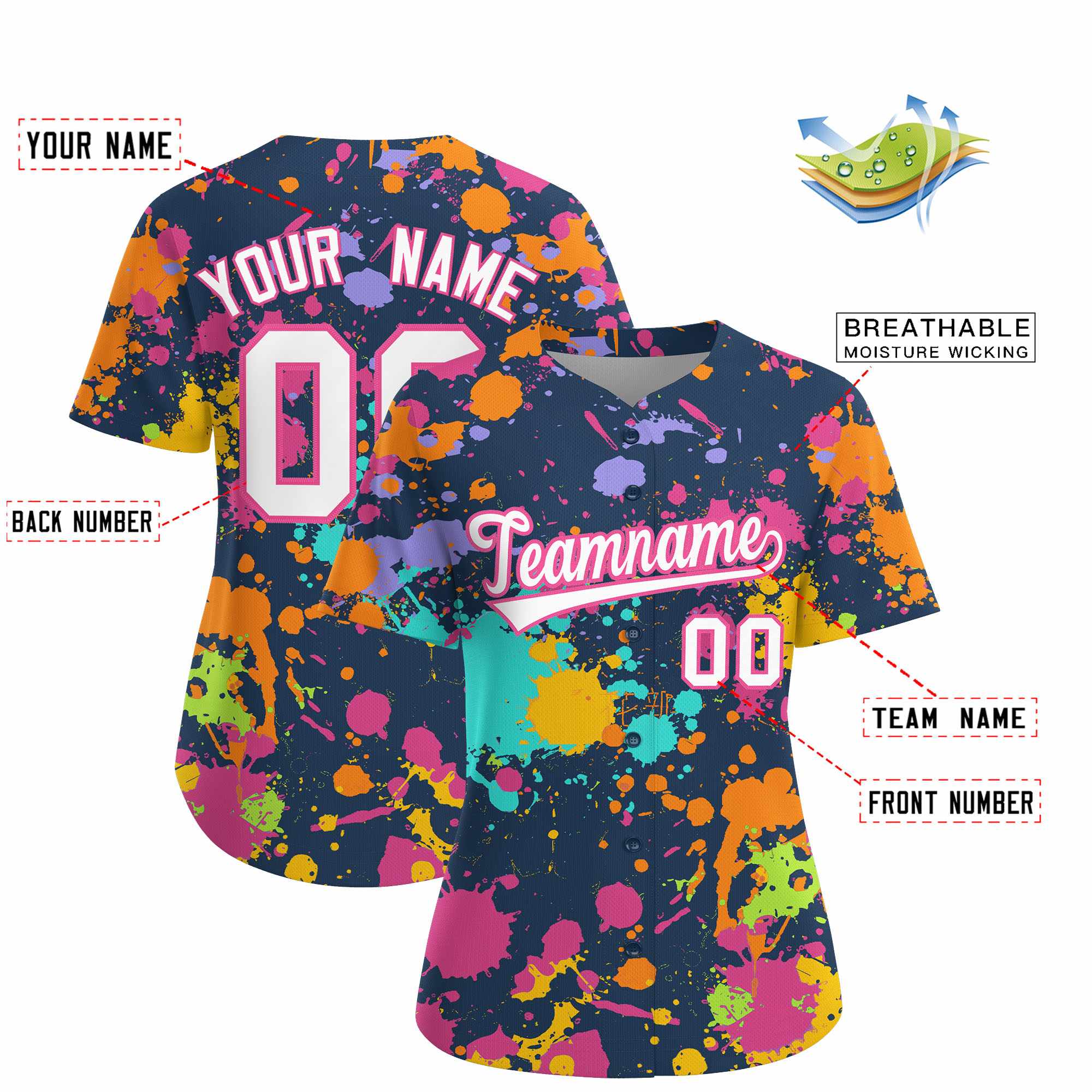 Custom Midnight Blue Graffiti Fashion Baseball Jersey For Women| KXKSHOP