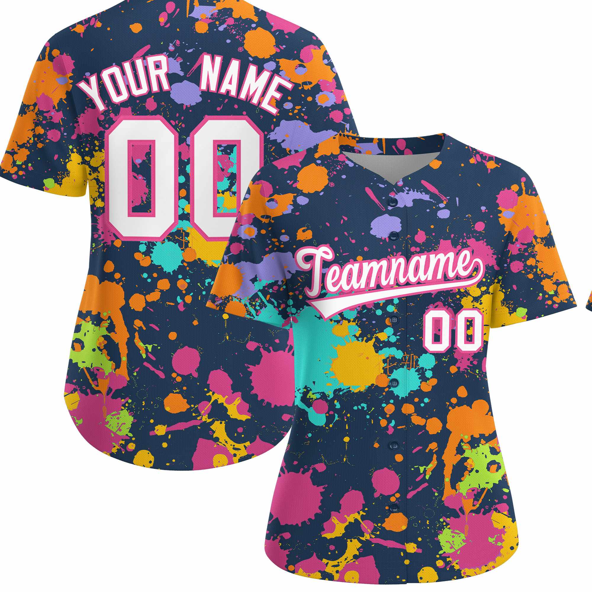 Custom Midnight Blue Graffiti Fashion Baseball Jersey For Women| KXKSHOP