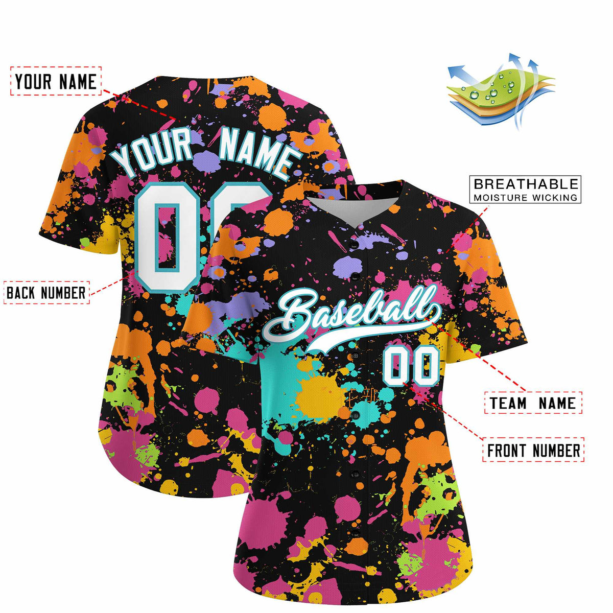 Custom Black Graffiti Fashion Baseball Jersey For Women| KXKSHOP