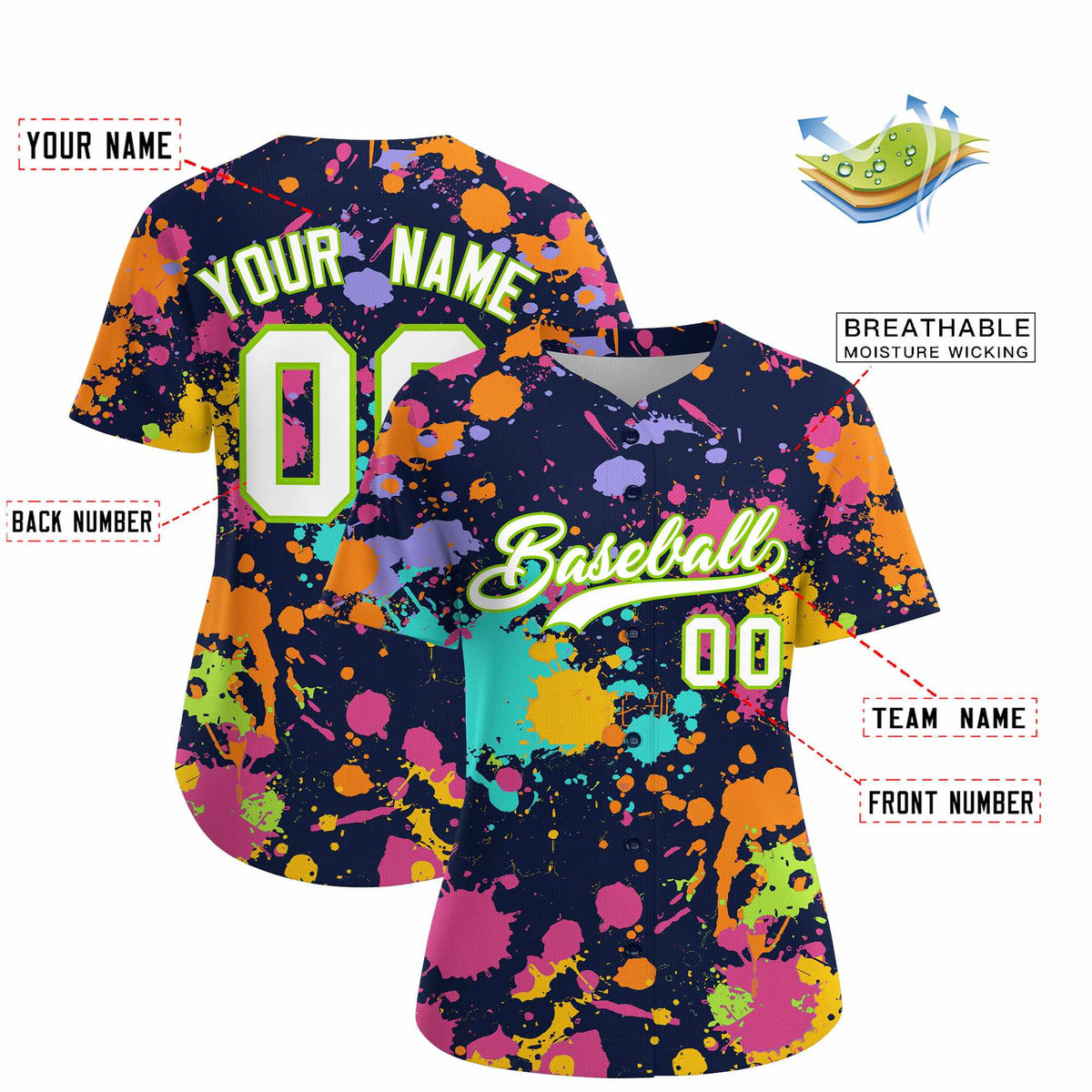 Custom Navy Graffiti Fashion Baseball Jersey For Women| KXKSHOP