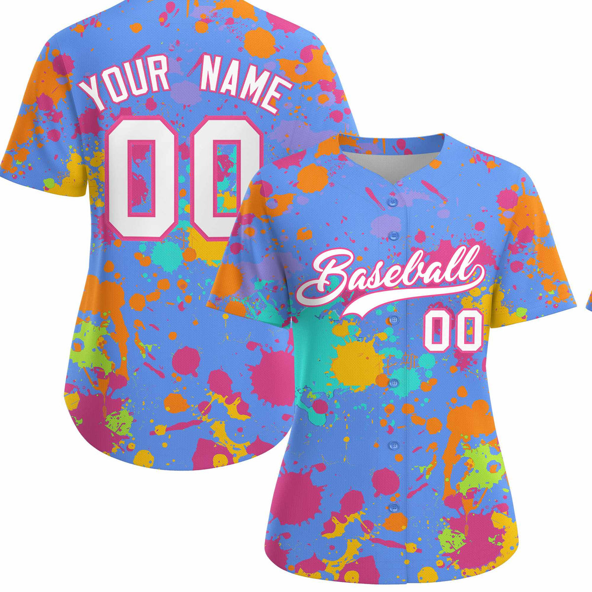 Custom Powder Blue Graffiti Fashion Baseball Jersey For Women| KXKSHOP