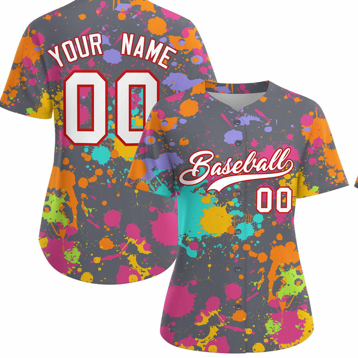 Custom Dark Gray Graffiti Fashion Baseball Jersey For Women| KXKSHOP