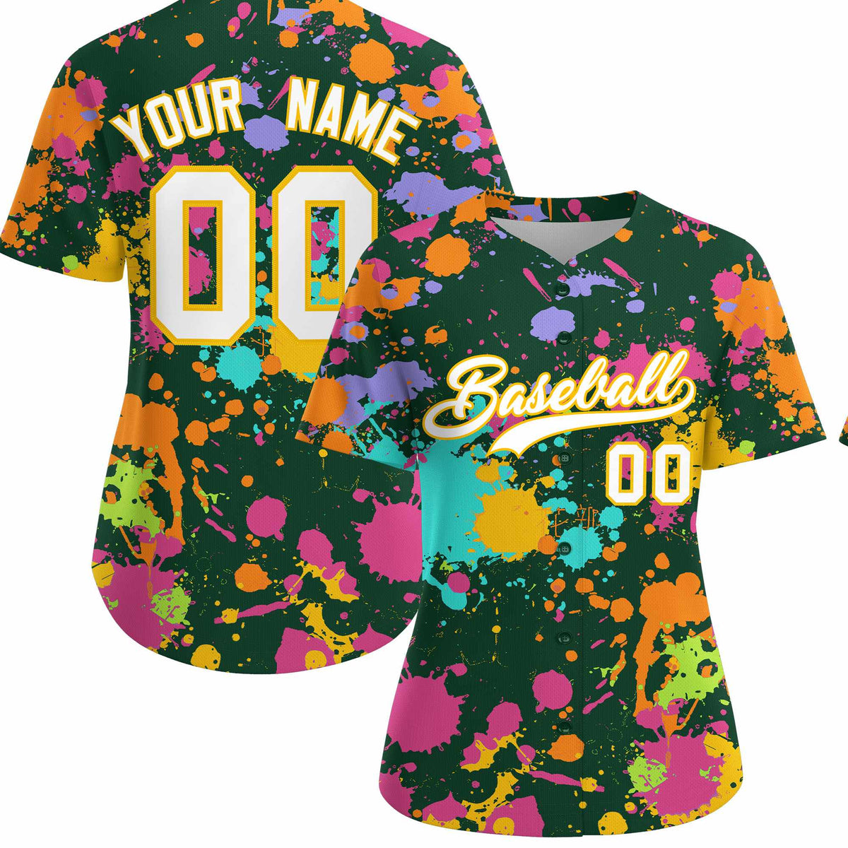 Custom Green Graffiti Fashion Baseball Jersey For Women| KXKSHOP