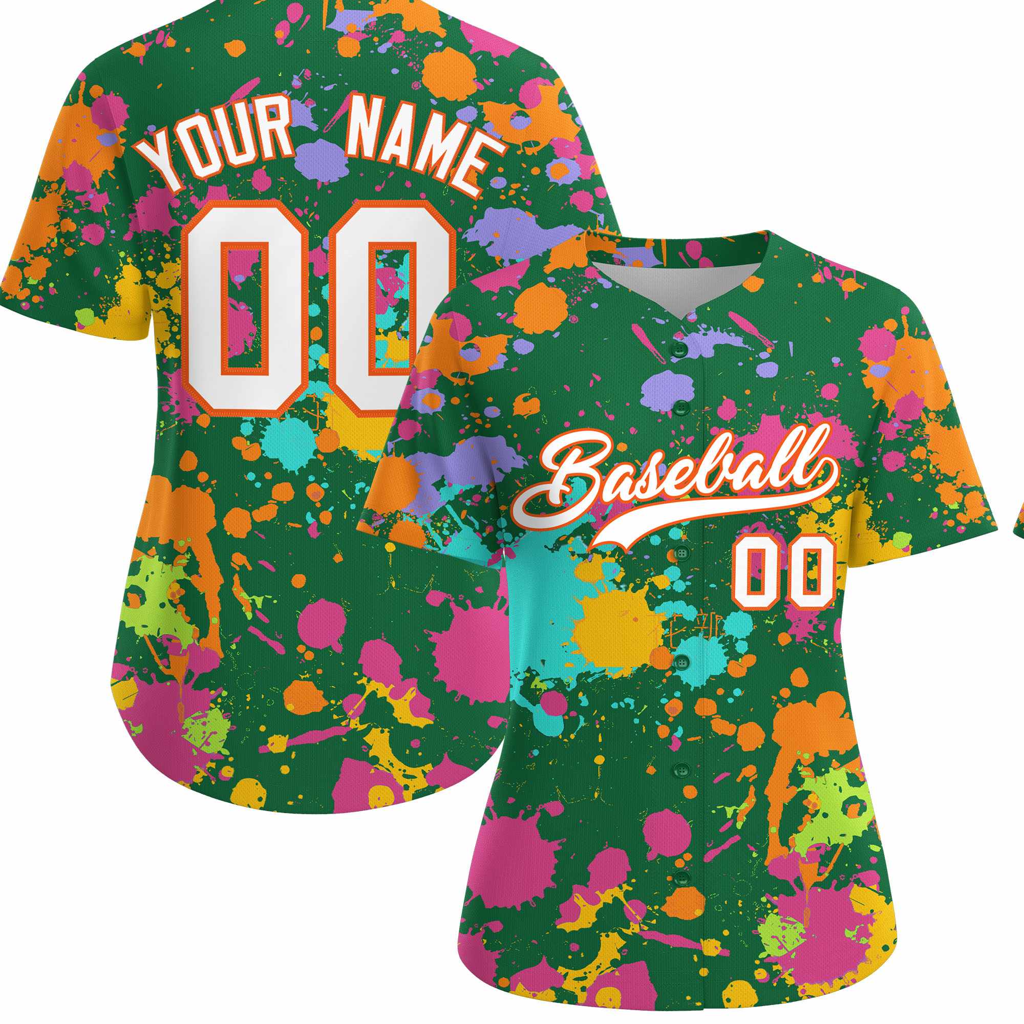 Custom Kelly Green Graffiti Fashion Baseball Jersey For Women| KXKSHOP