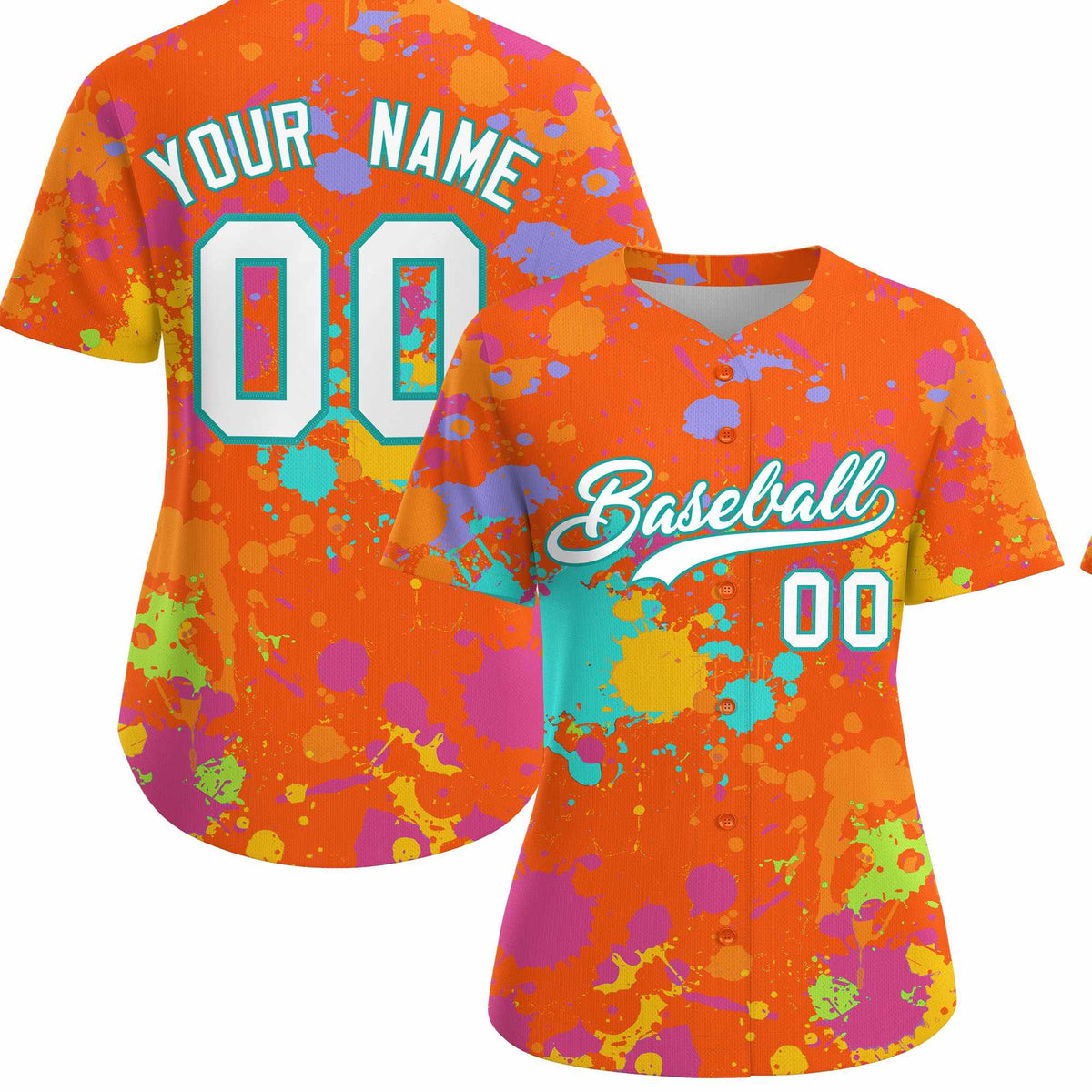 Custom Orange Graffiti Fashion Baseball Jersey For Women| KXKSHOP