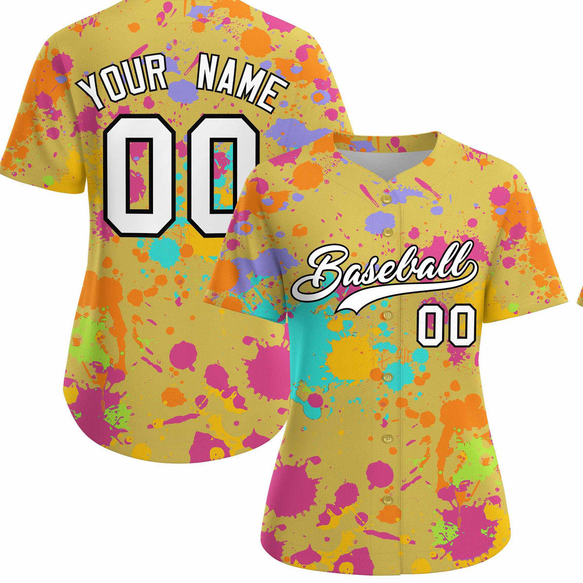 Custom Old Gold Graffiti Fashion Baseball Jersey For Women| KXKSHOP