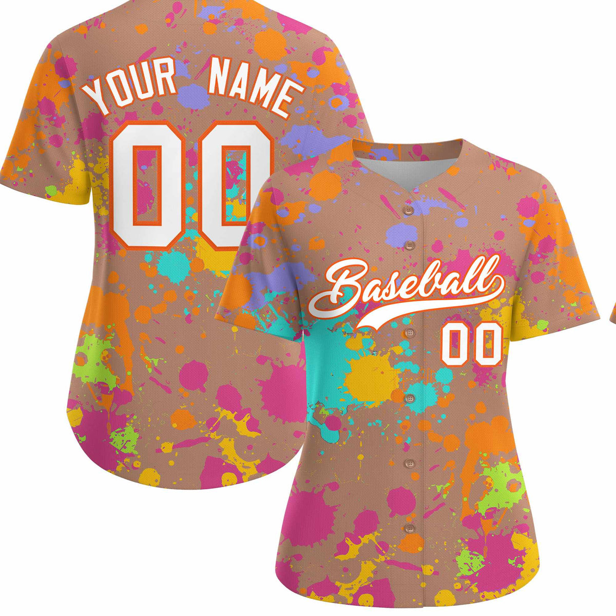 Custom Khaki Graffiti Fashion Baseball Jersey For Women| KXKSHOP