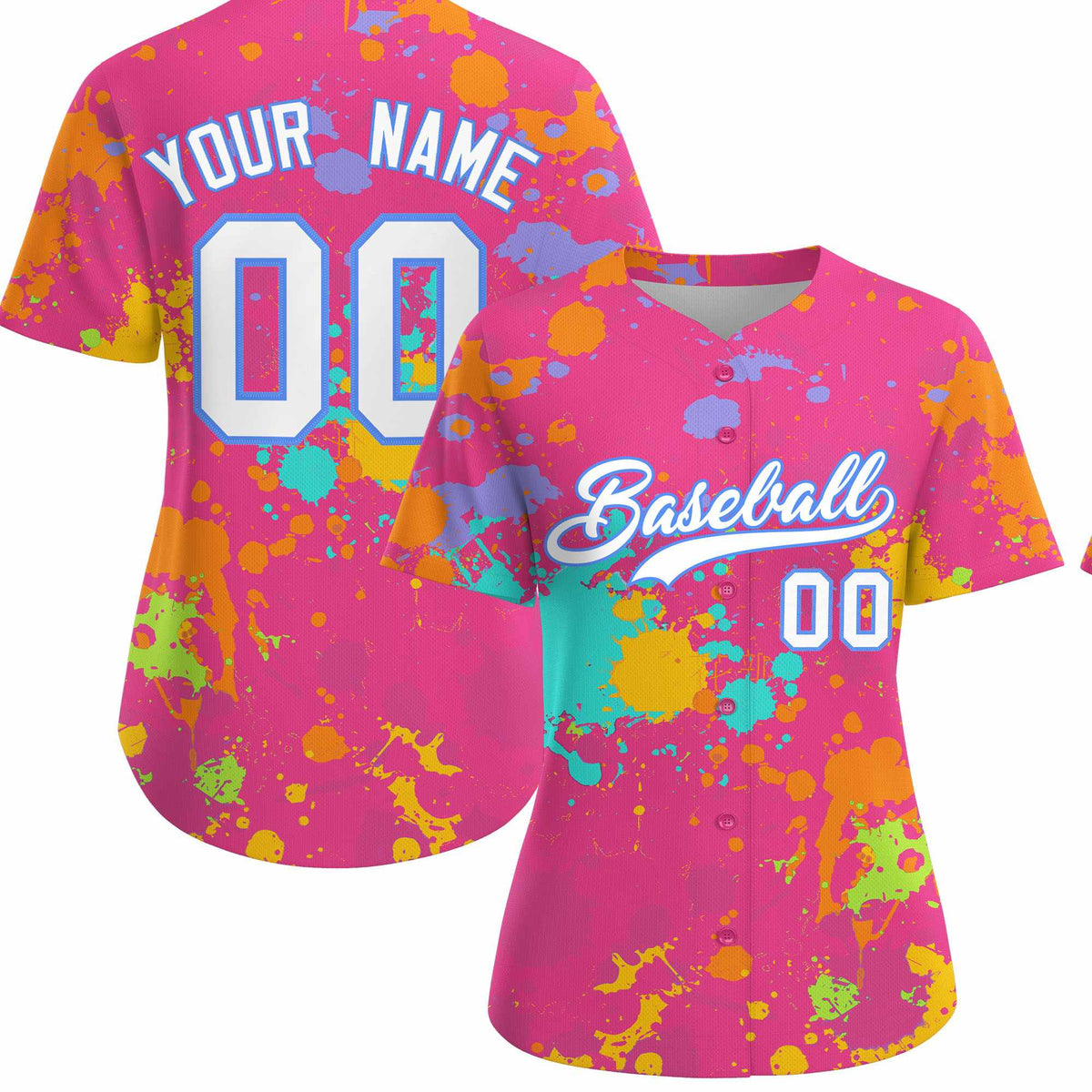 Custom Pink Graffiti Fashion Baseball Jersey For Women| KXKSHOP