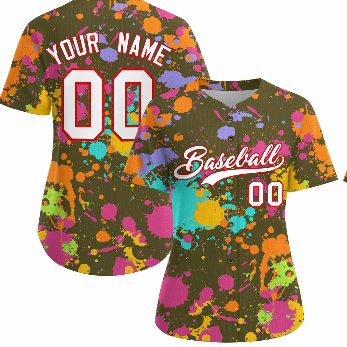 Custom Olive Graffiti Fashion Baseball Jersey For Women| KXKSHOP