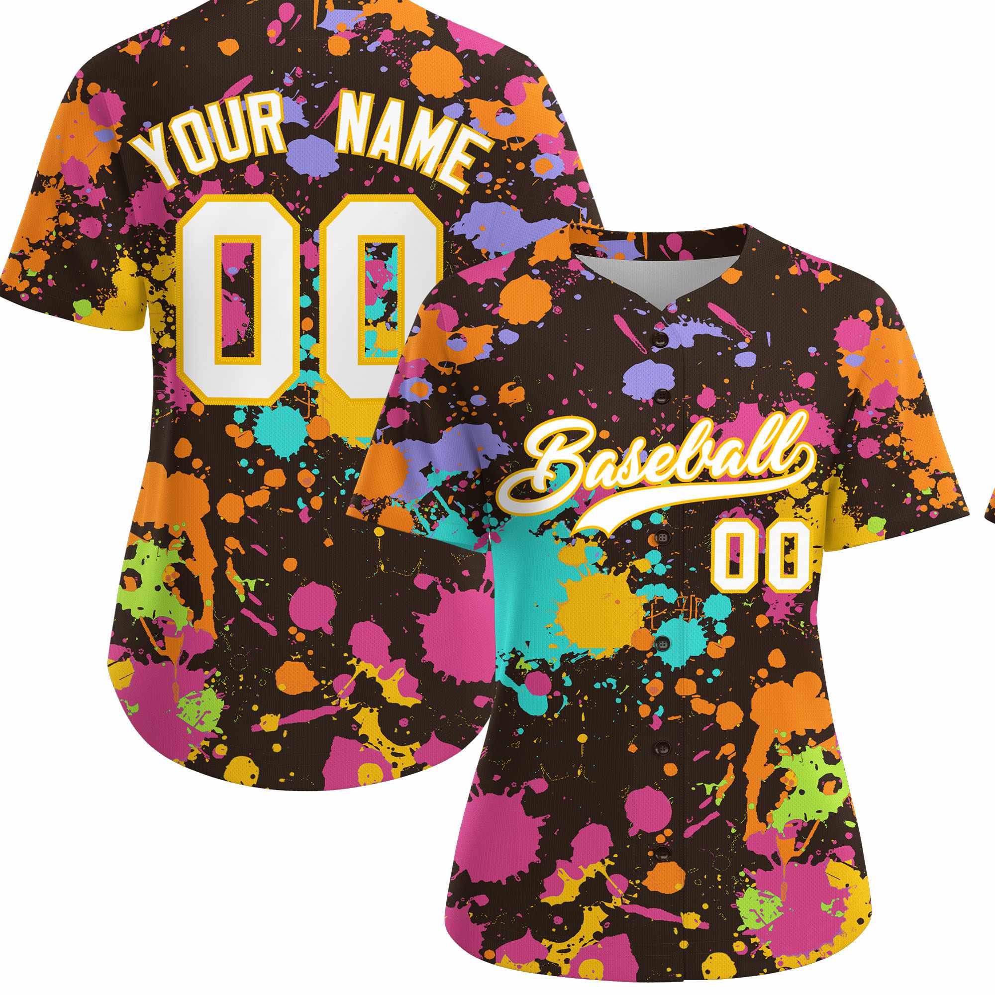 Custom Brown Graffiti Fashion Baseball Jersey For Women| KXKSHOP