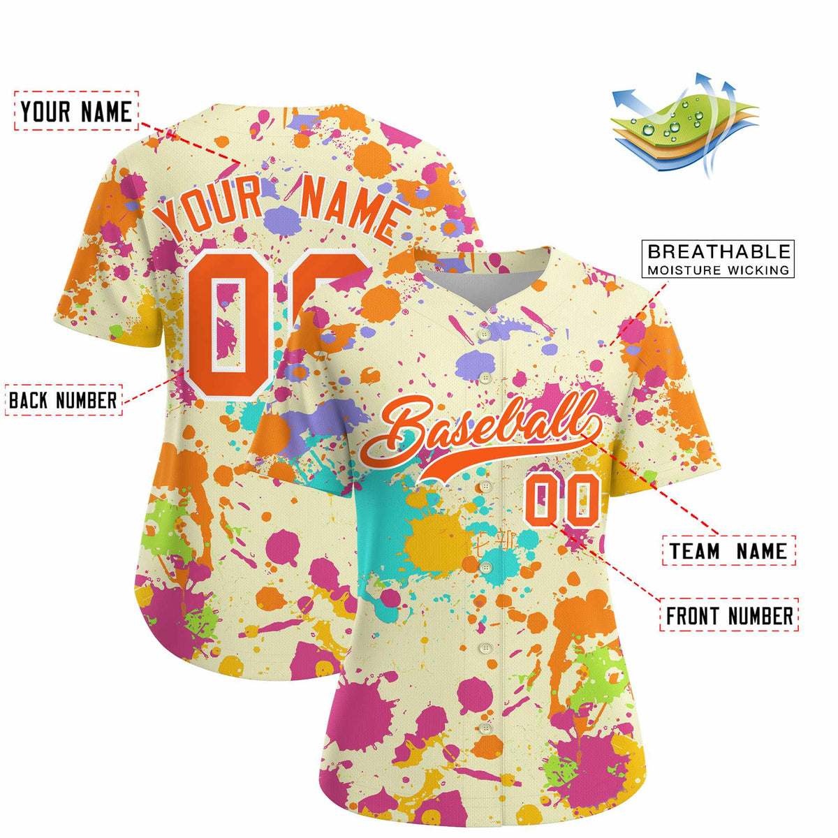Custom Cream Graffiti Fashion Baseball Jersey For Women| KXKSHOP