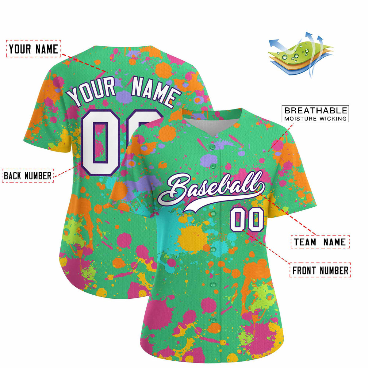 Custom Green Graffiti Fashion Baseball Jersey For Women| KXKSHOP