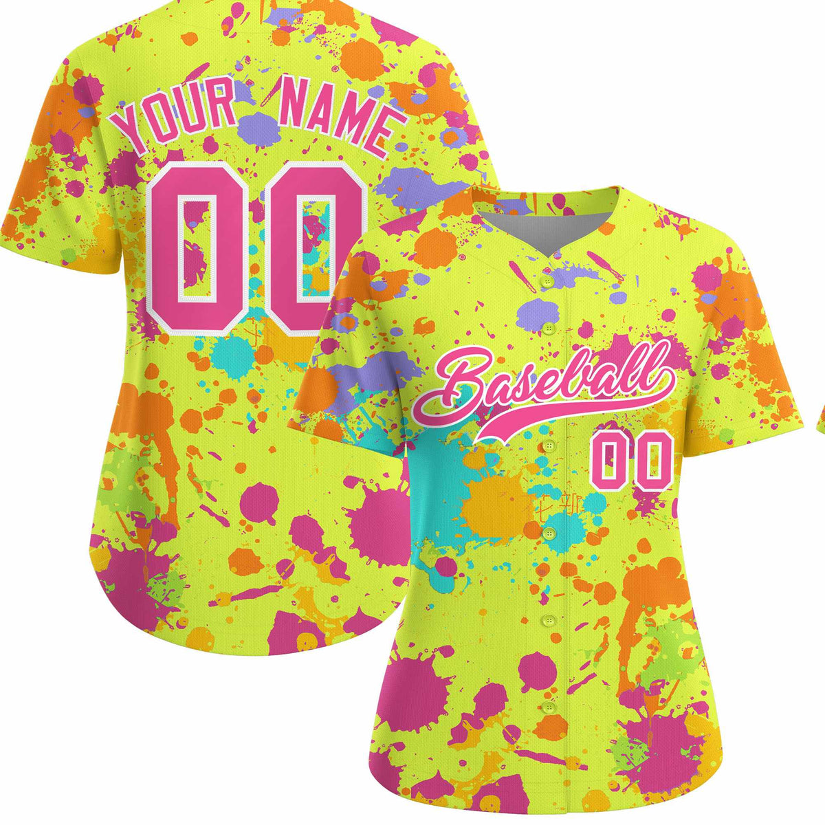 Custom Fluorescent Green Graffiti Fashion Baseball Jersey For Women| KXKSHOP