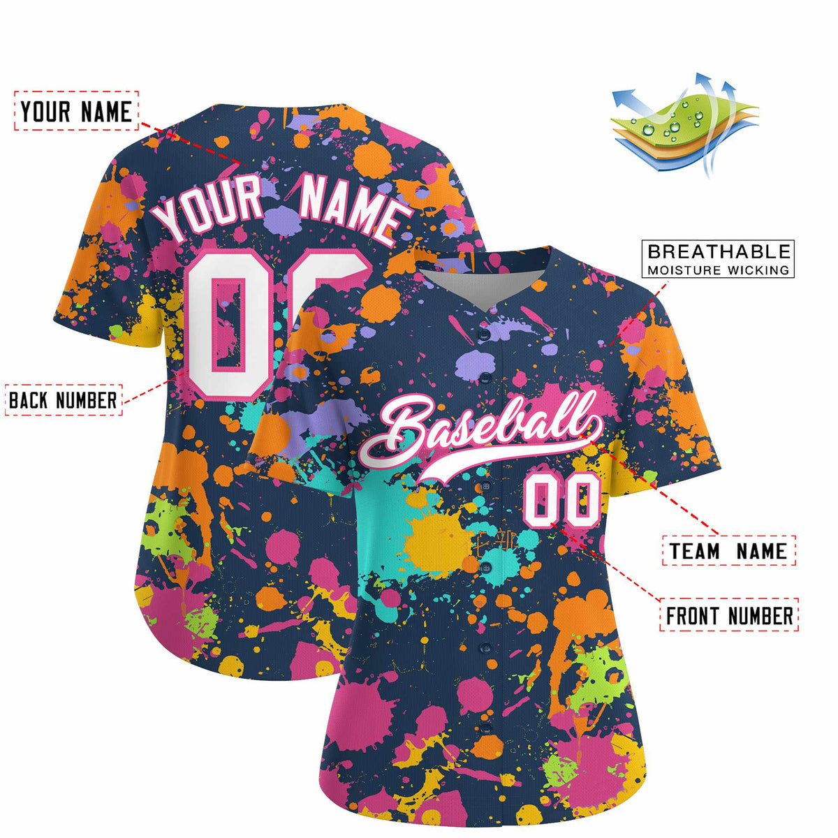 Custom Midnight Blue Graffiti Fashion Baseball Jersey For Women| KXKSHOP